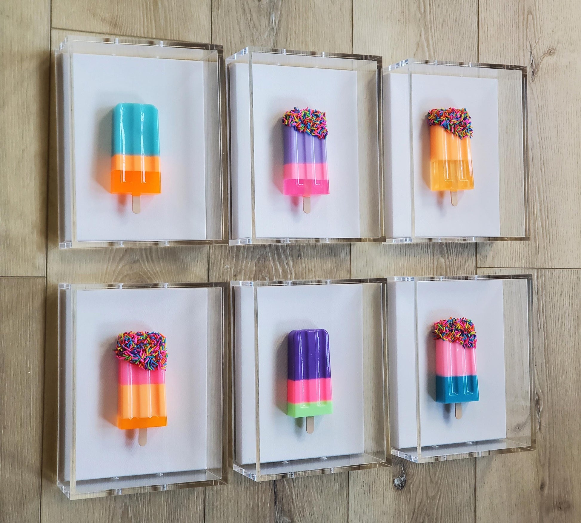 3D Popsicle Shadow Box Wall Art: Custom Whimsical Sculpture Set