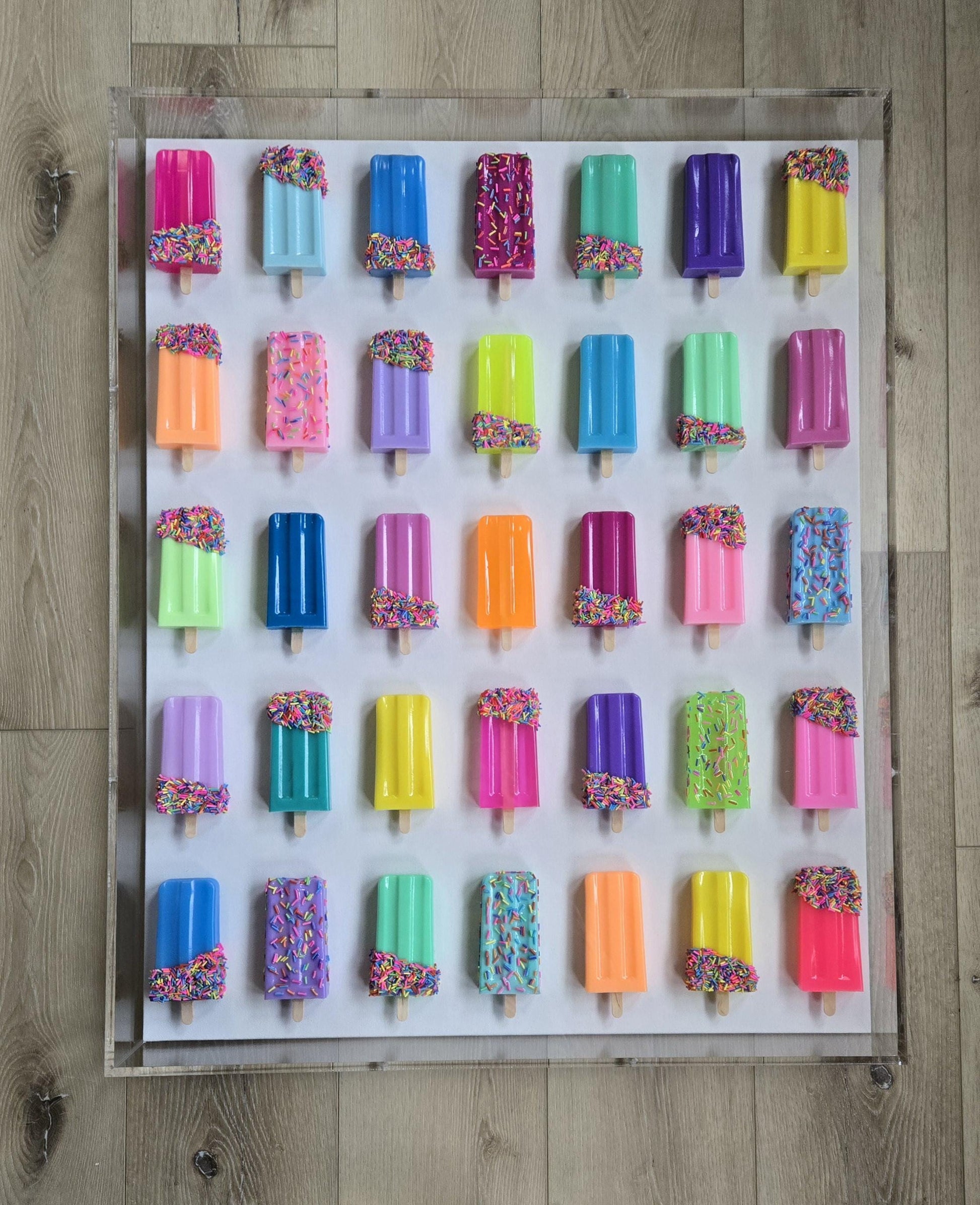 Resin Ice Cream Pop Art Wall Decor: Handmade Shadow Box Acrylic