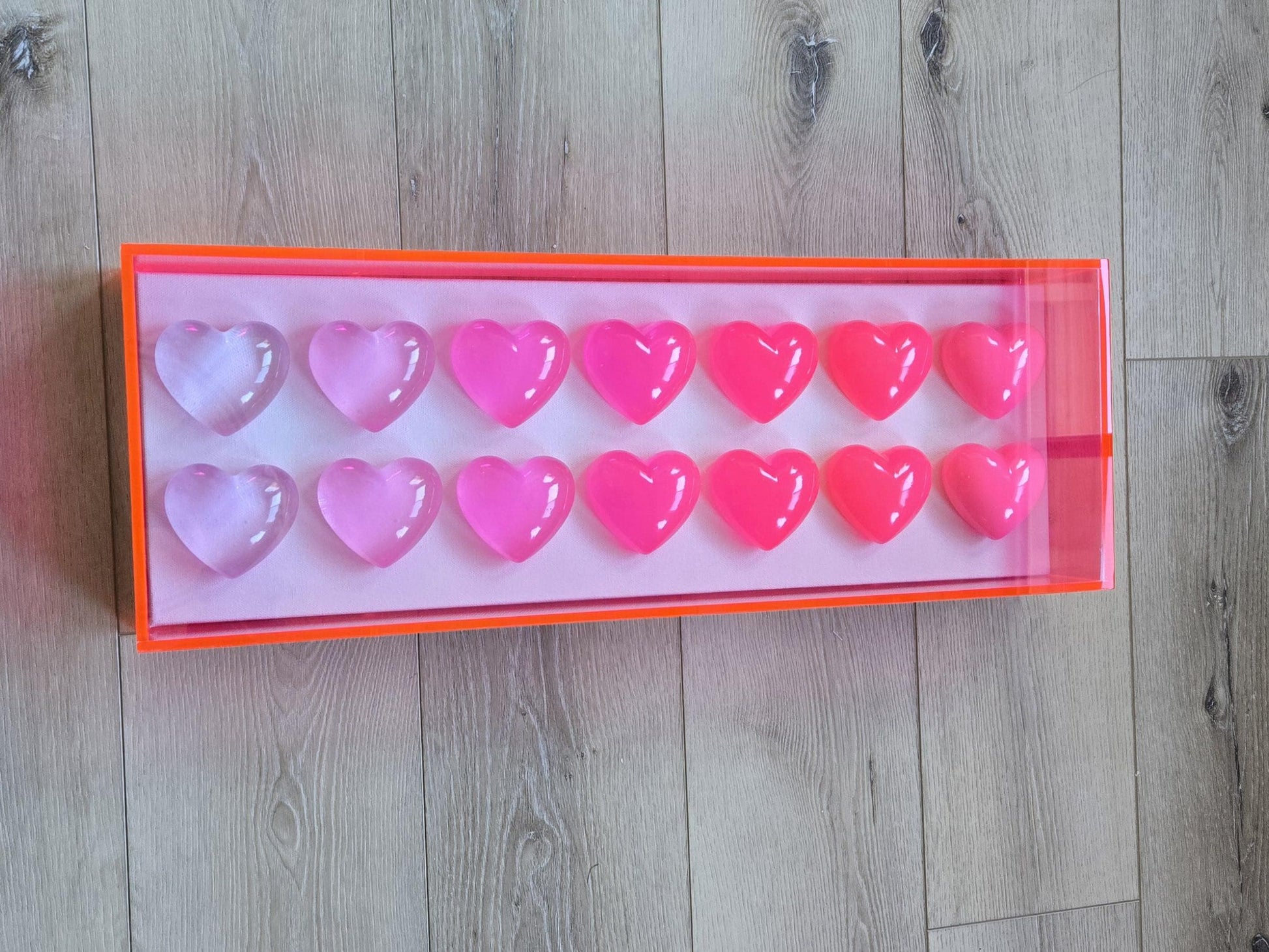 Resin Heart Shadow Box Art: Custom Color Pop Decor, 8x24