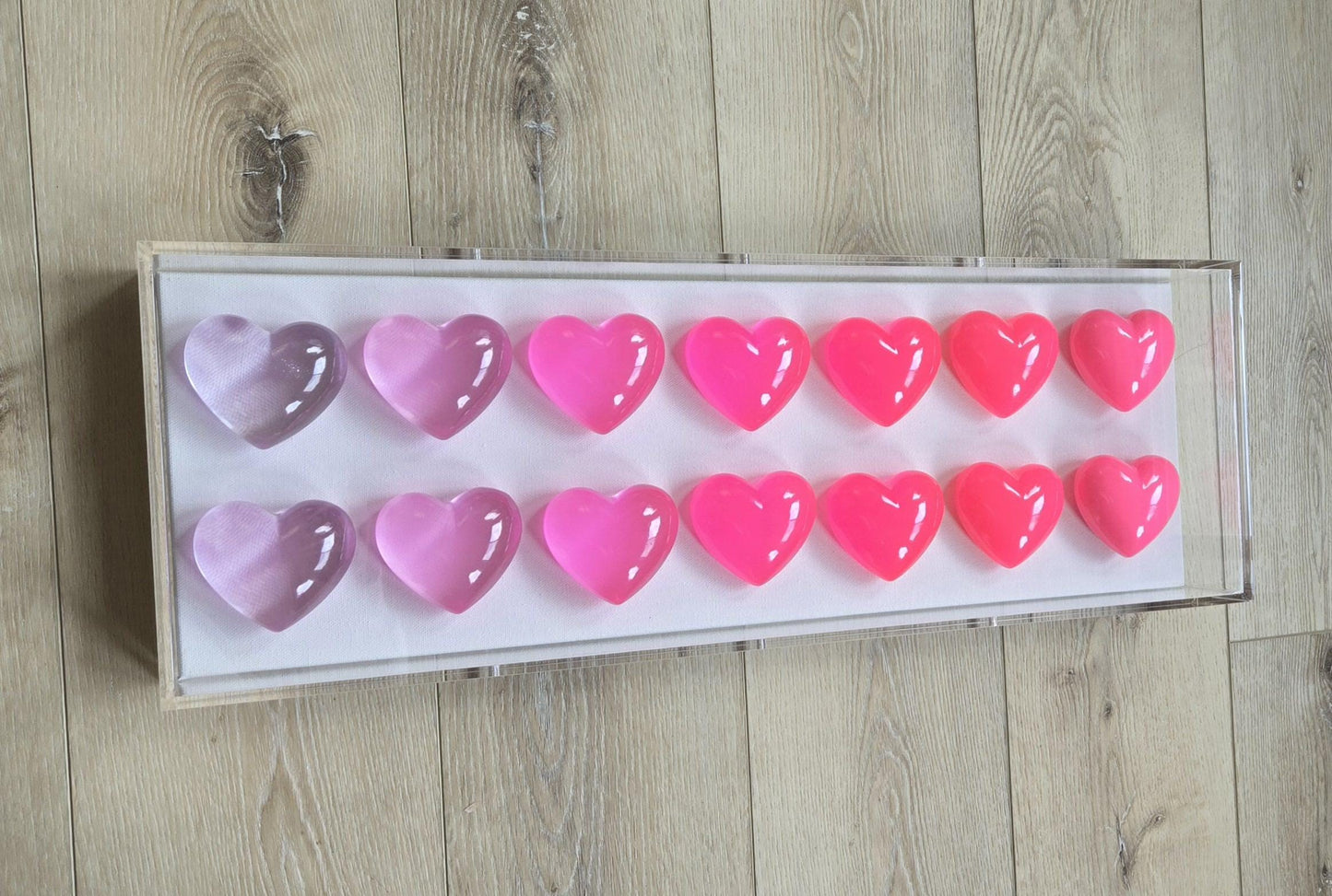 Resin Heart Shadow Box Art: Custom Color Pop Decor, 8x24
