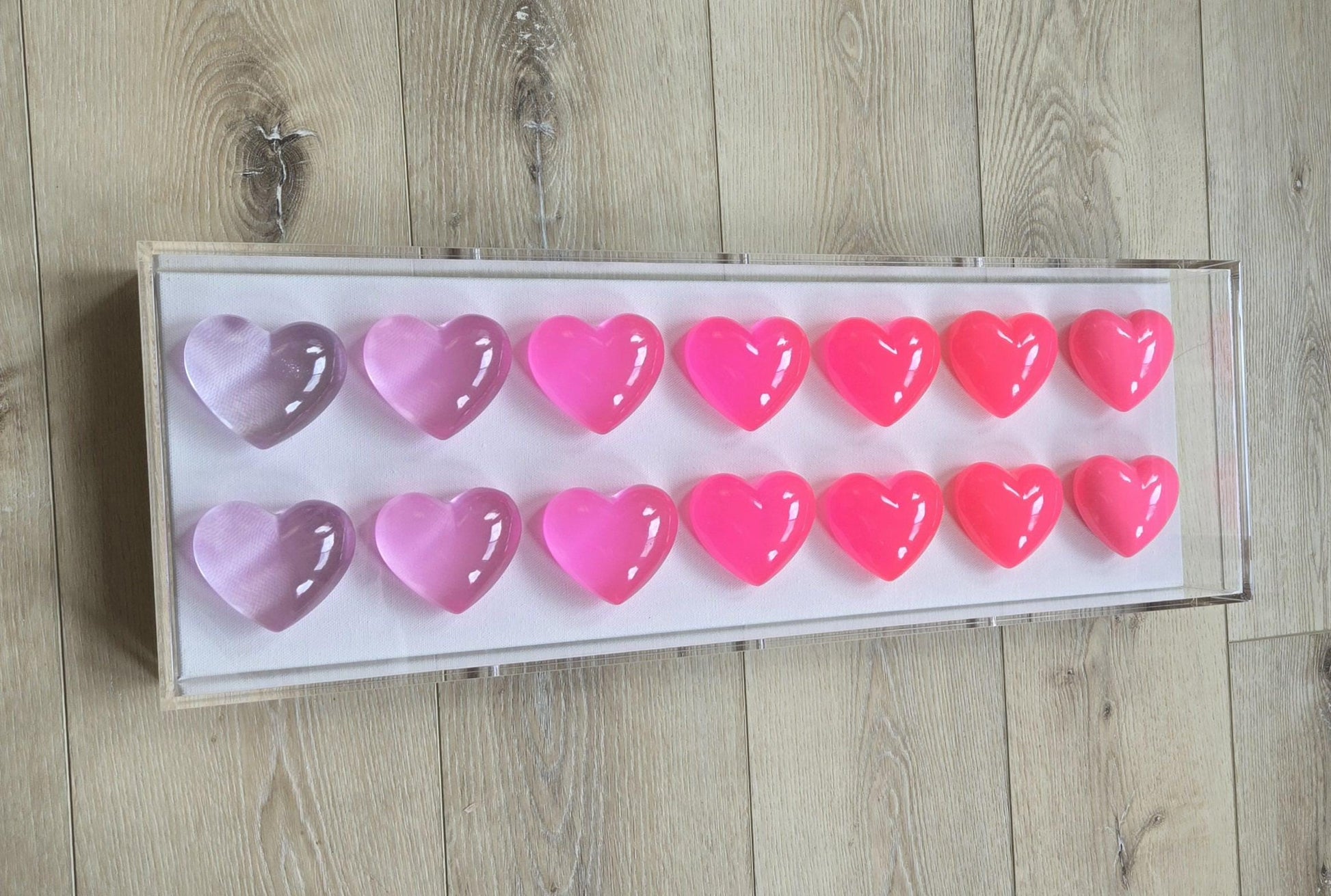 Resin Heart Shadow Box Art: Custom Color Pop Decor, 8x24