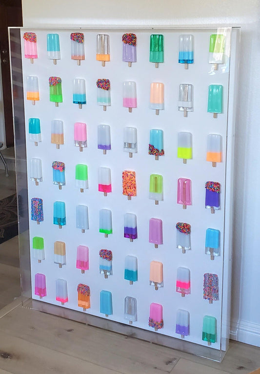 Pop Art Ice Pop Shadow Box: Large Acrylic Wall Hanging