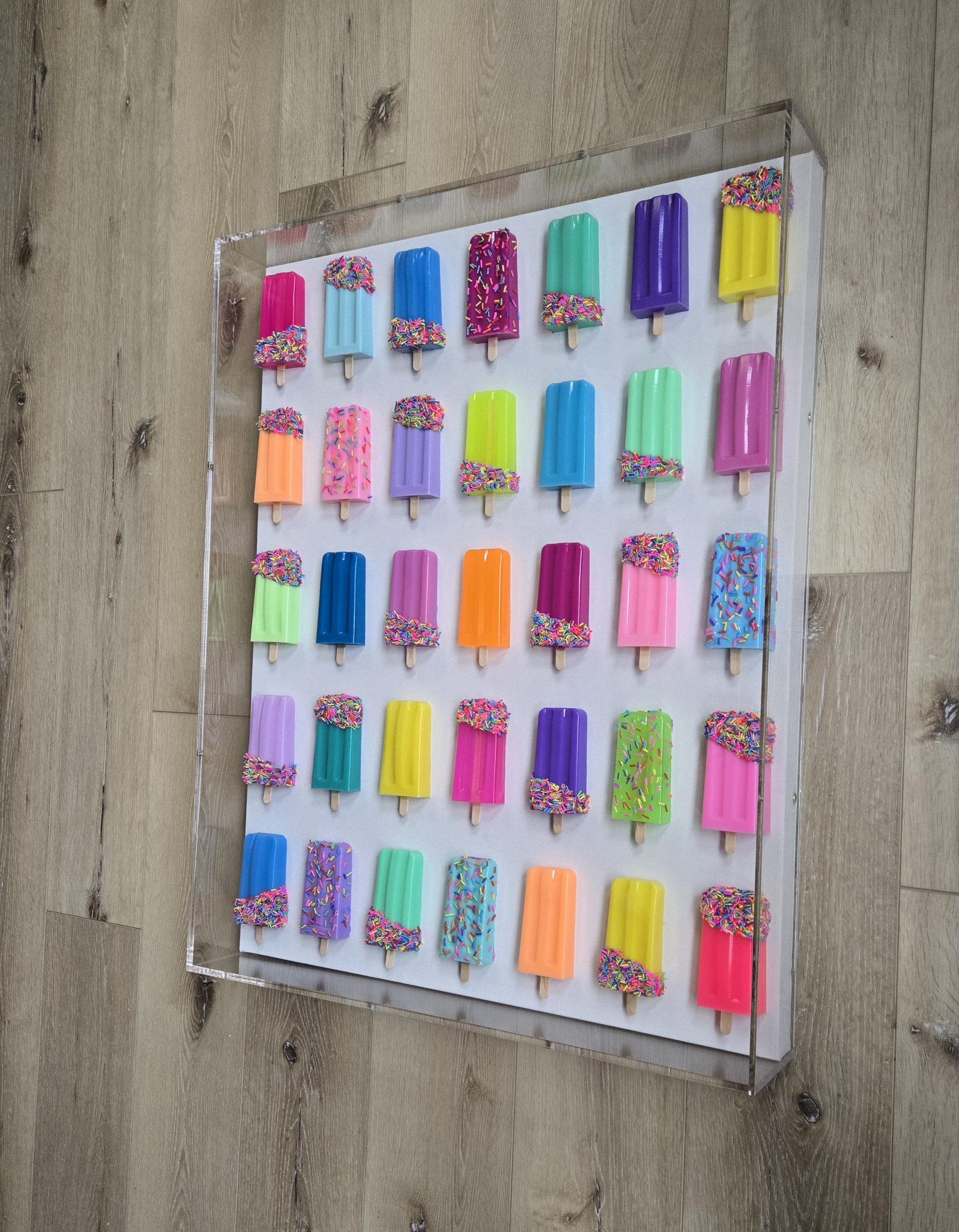 Resin Popsicle Pop Art Wall Decor: Handmade Shadow Box Acrylic
