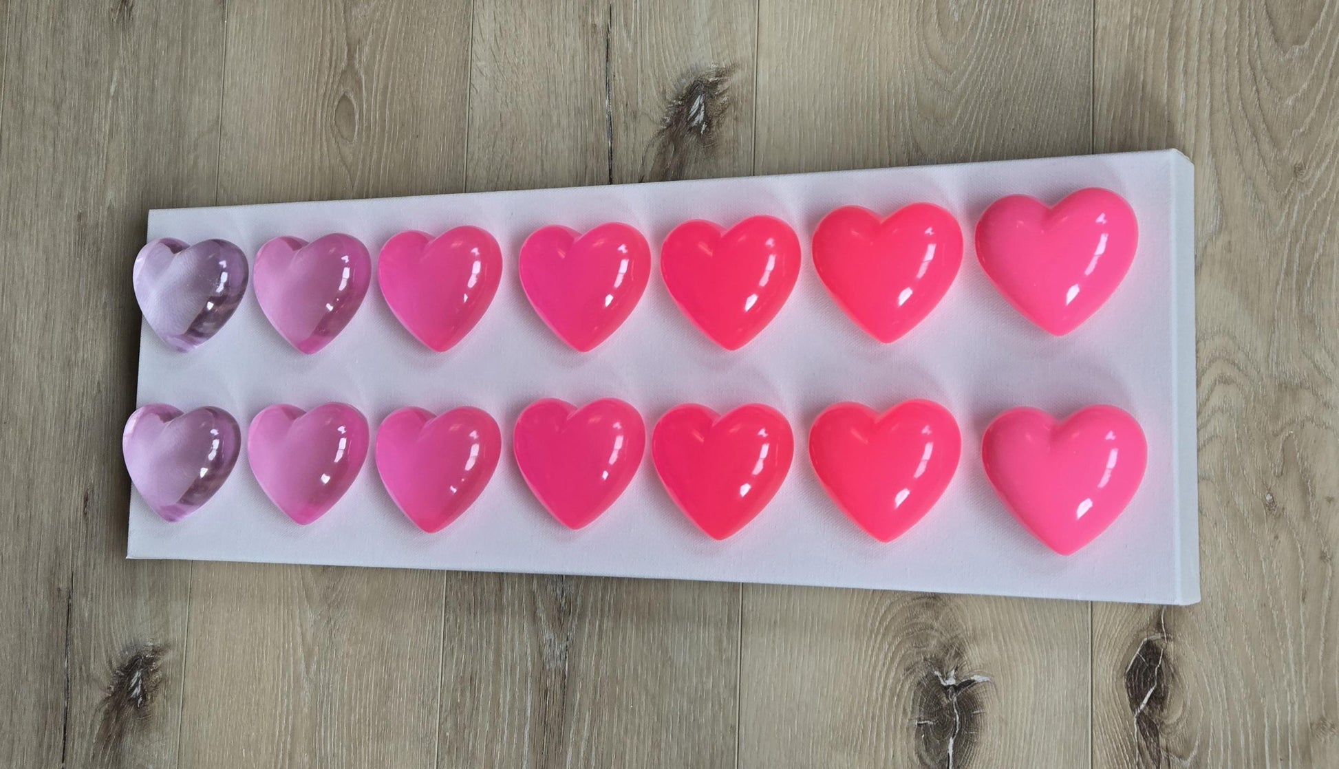 Resin Heart Shadow Box Art: Custom Color Pop Decor, 8x24