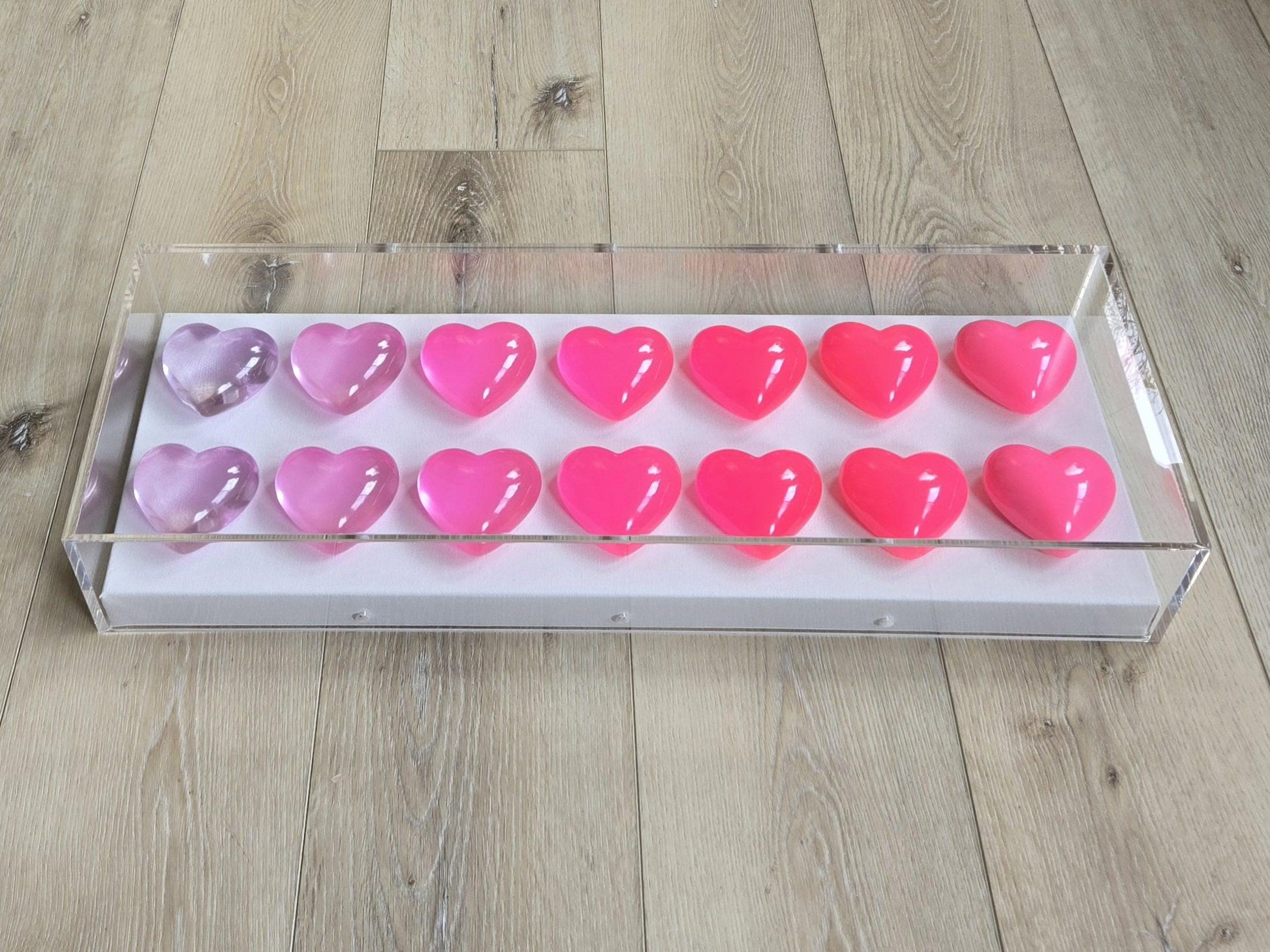 Resin Heart Shadow Box Art: Custom Color Pop Decor, 8x24