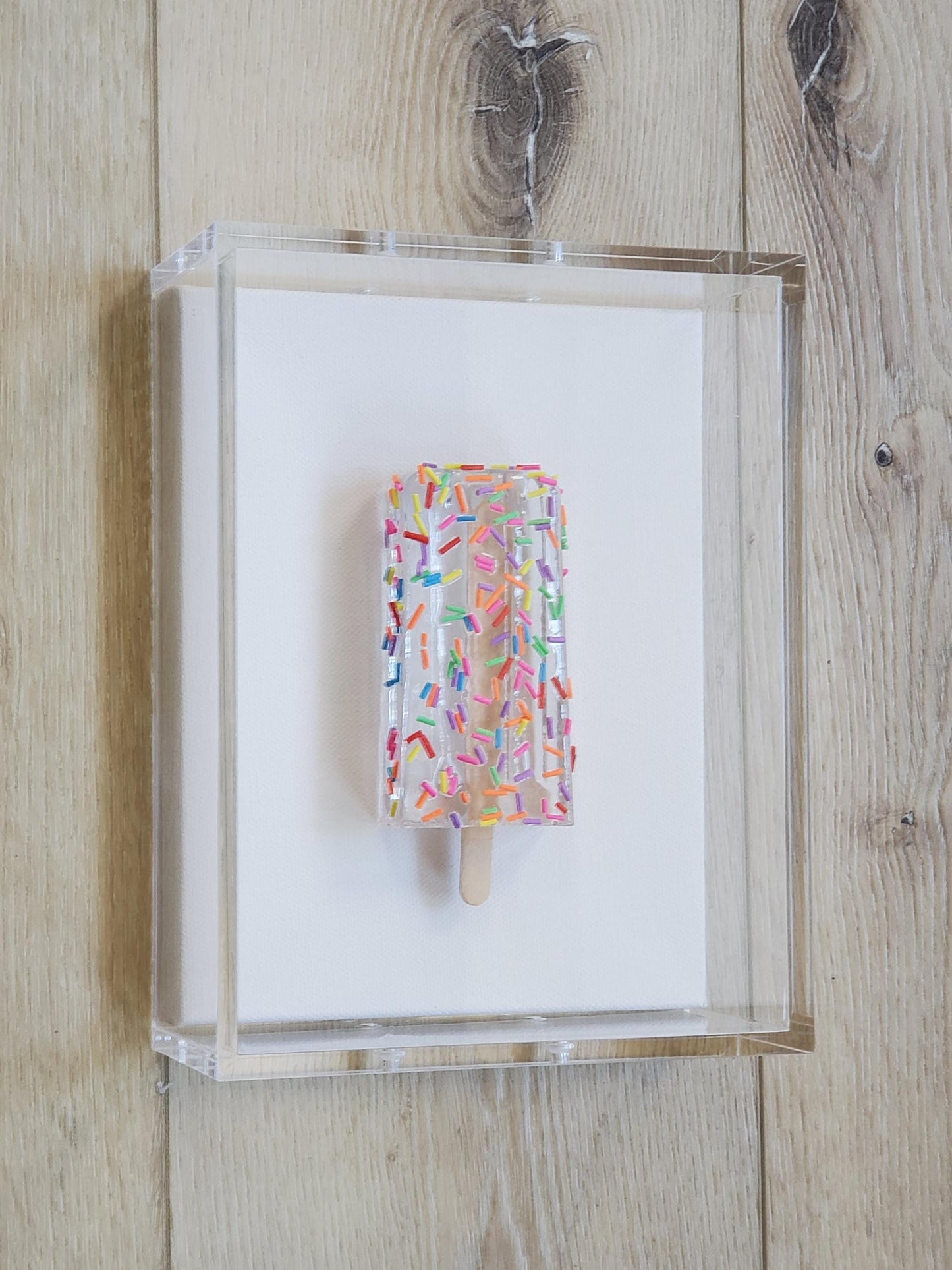 Resin Ice Cream Bar Sculpture: Whimsical Acrylic Shadow Box Art