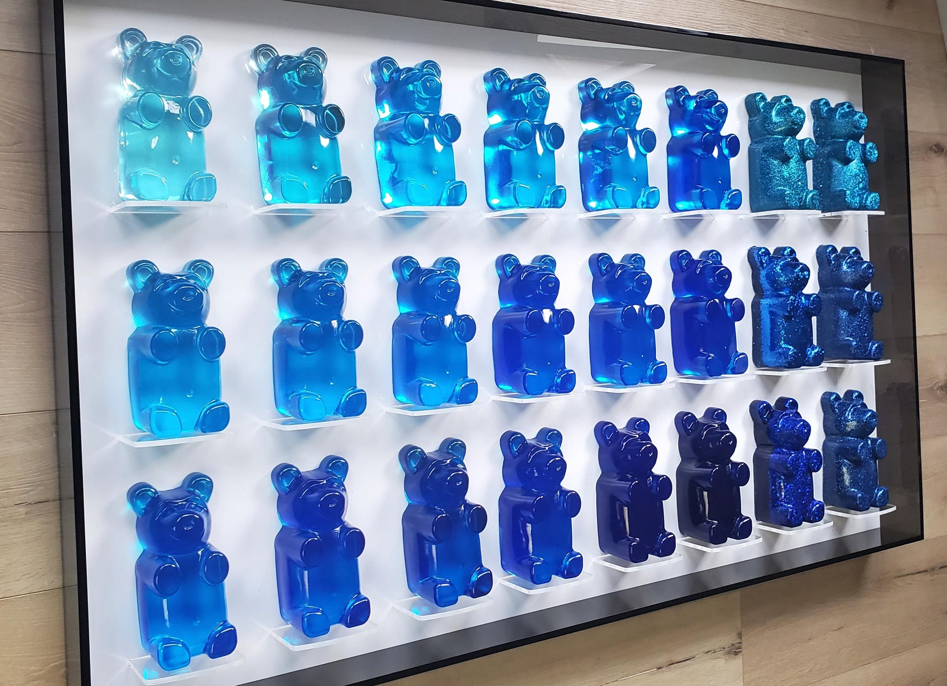 Luxury Large Scale Gummy Bear Shadow Box Art | 3D Modern Pop Art Wall Decor for Nursery, Kids Room, Kitchen | Customizable Interior Design