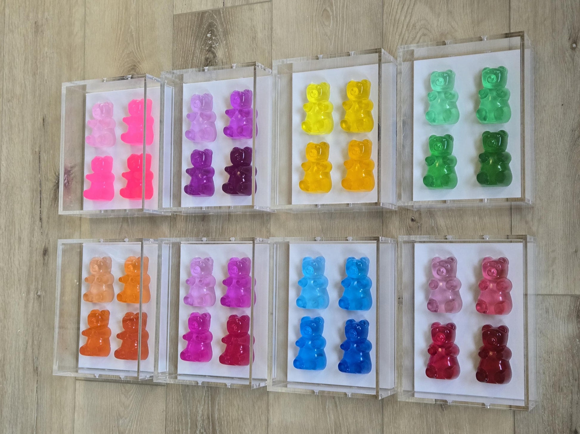 Gummy Bear Wall Art Shadow Box | Resin Candy Sculpture, Modern Nursery Decor, Playroom Art, Pop Art, Kitchen Wall Decor, Gift Idea