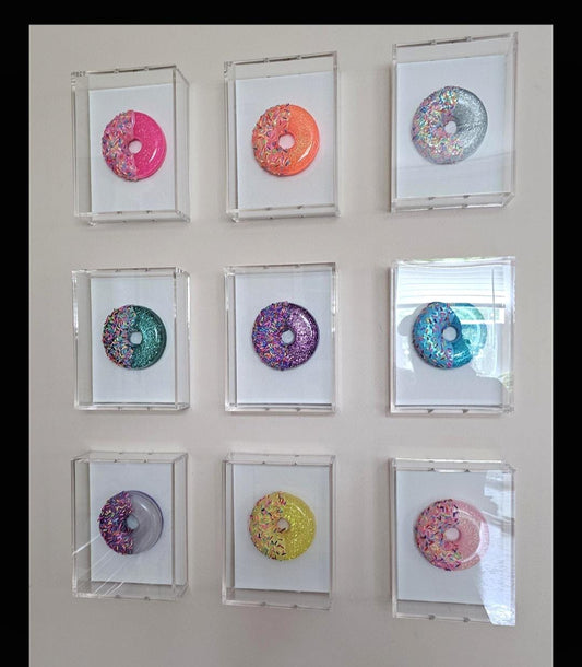 3D Resin Donut Art: Whimsical Pop Art Shadow Box Set