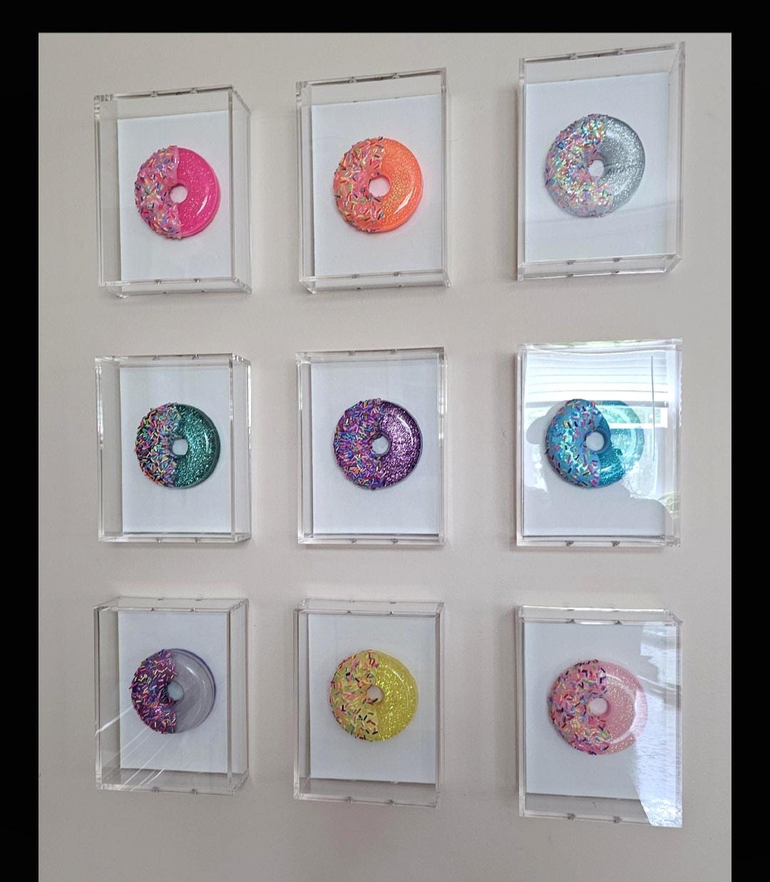 Resin Donut Shadow Box Art: Whimsical Pop Art Decor