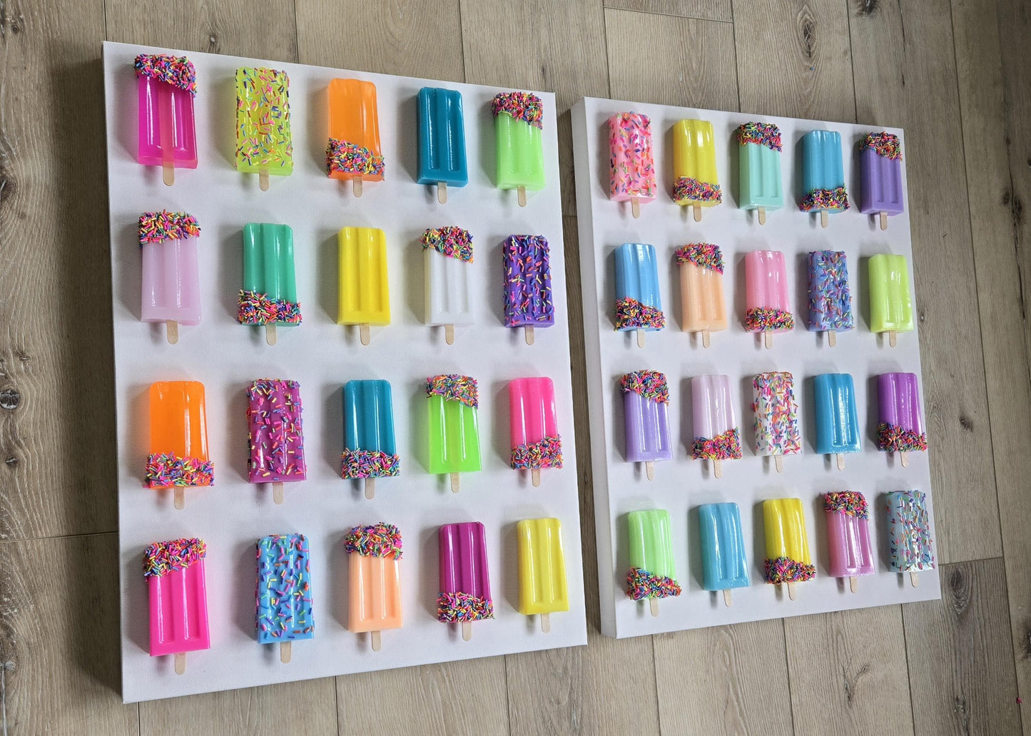 Colorful Pop Art Popsicle Wall Decor, Unique Resin Kitchen and Nursery Art