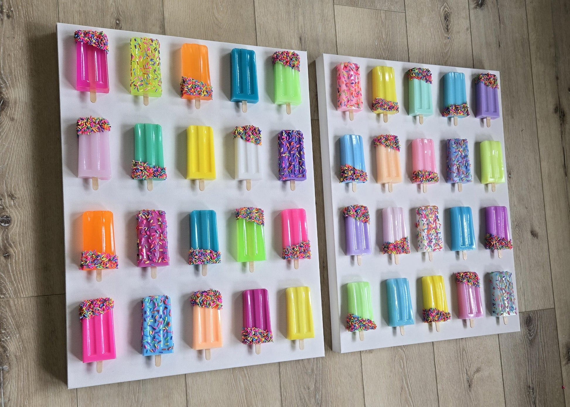 Colorful Pop Art Popsicle Wall Decor, Unique Resin Kitchen and Nursery Art