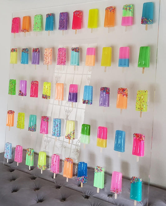 Colorful Pop Art Popsicle Wall Decor, Unique Resin Kitchen and Nursery Art