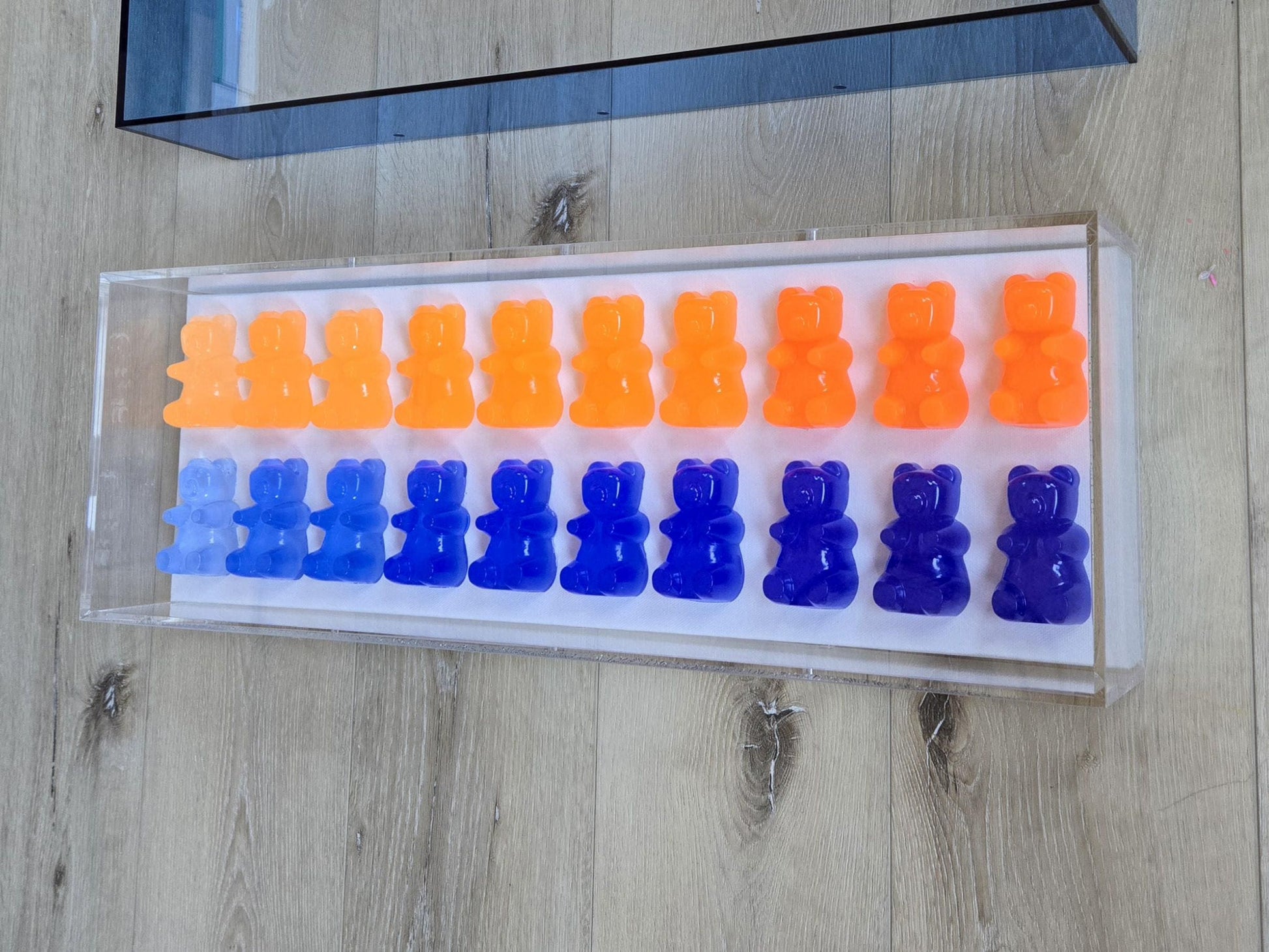 Resin Candy Bear Shadow Box Art: Whimsical Kids Room Decor (24x8x3 inch Frame Size)