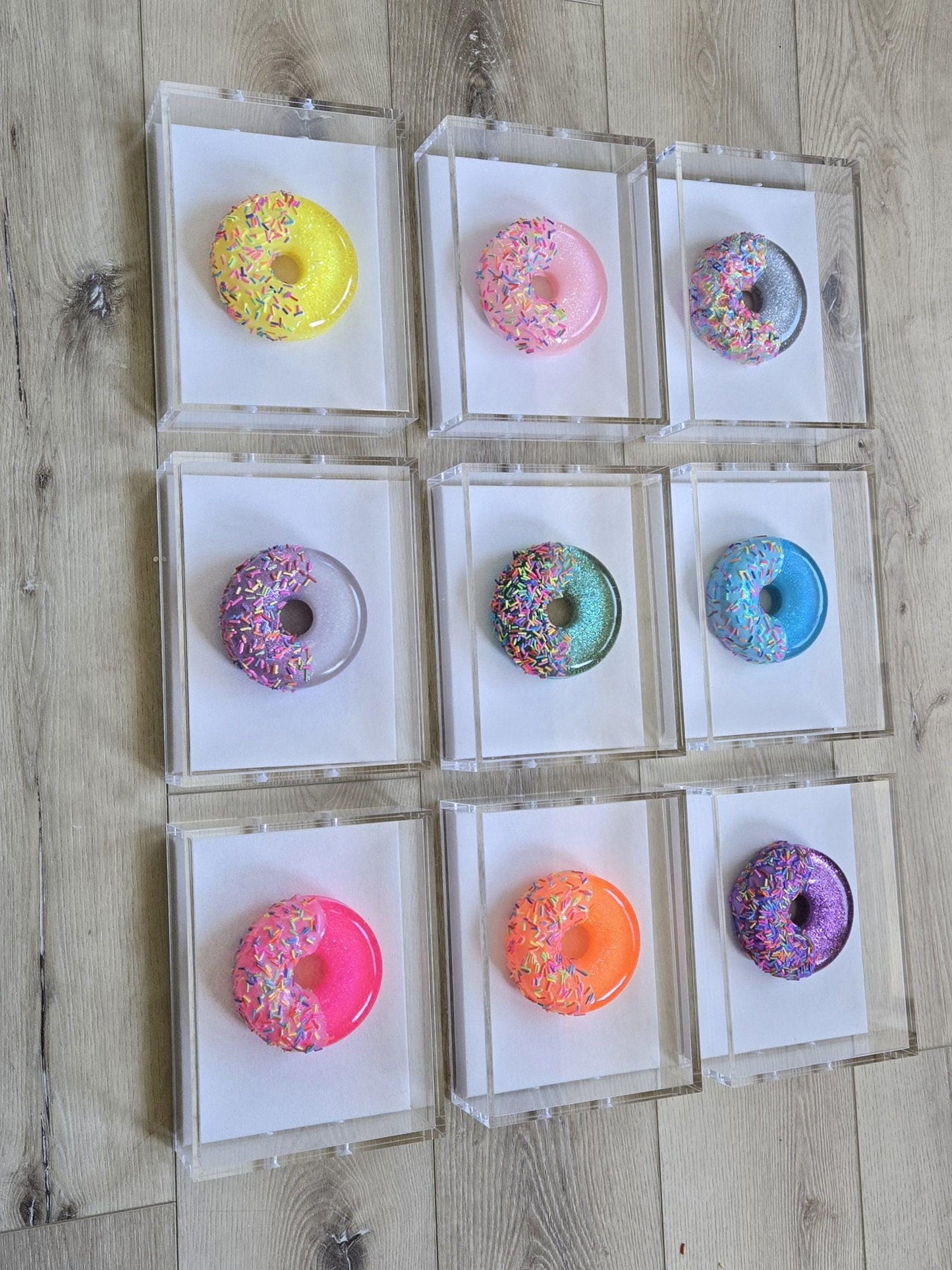 Donut Shadow Box Art, Whimsical Kitchen Decor, Dessert Themed Handmade Custom-Made