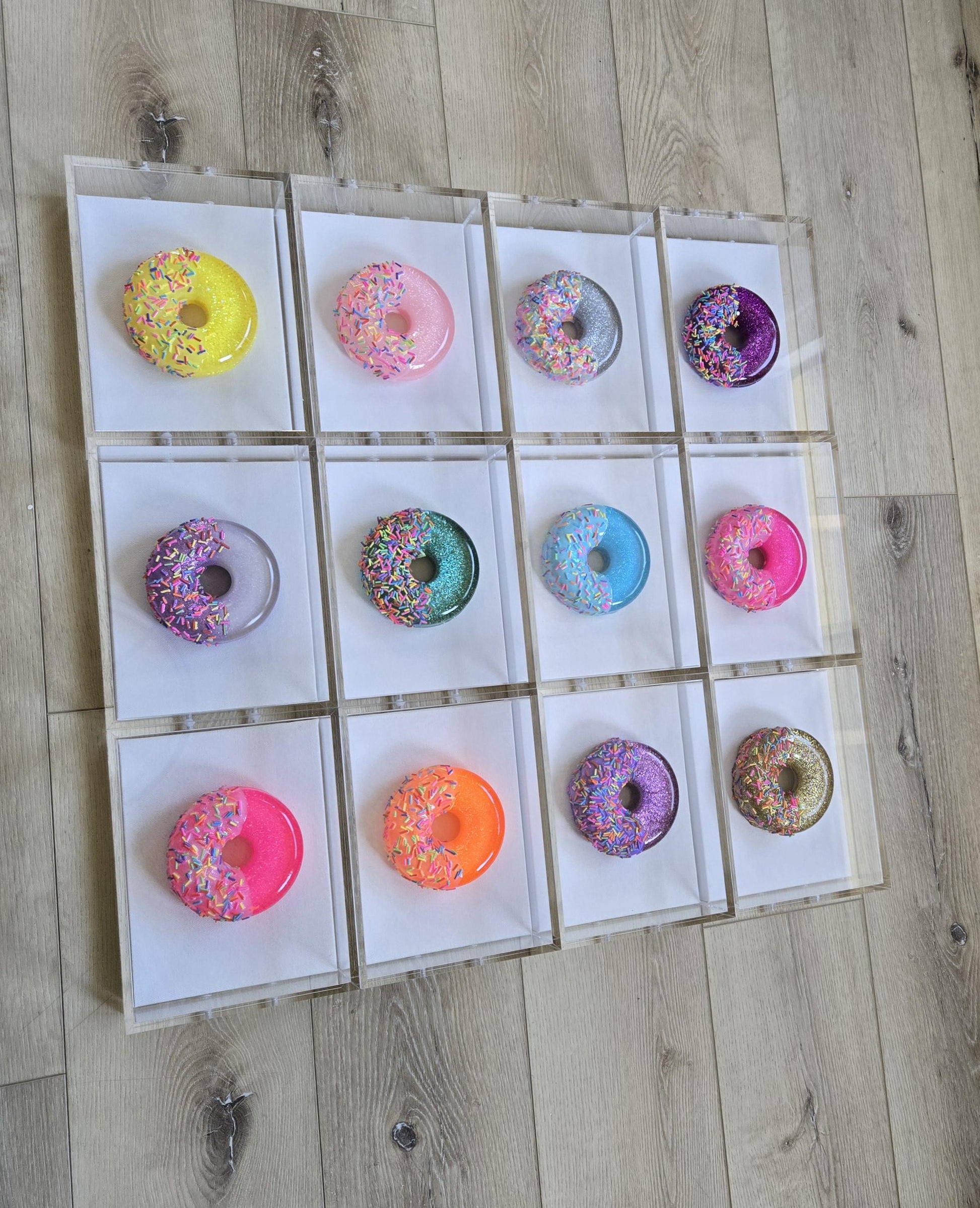 Resin Donut Shadow Box Art: Whimsical Pop Art Decor