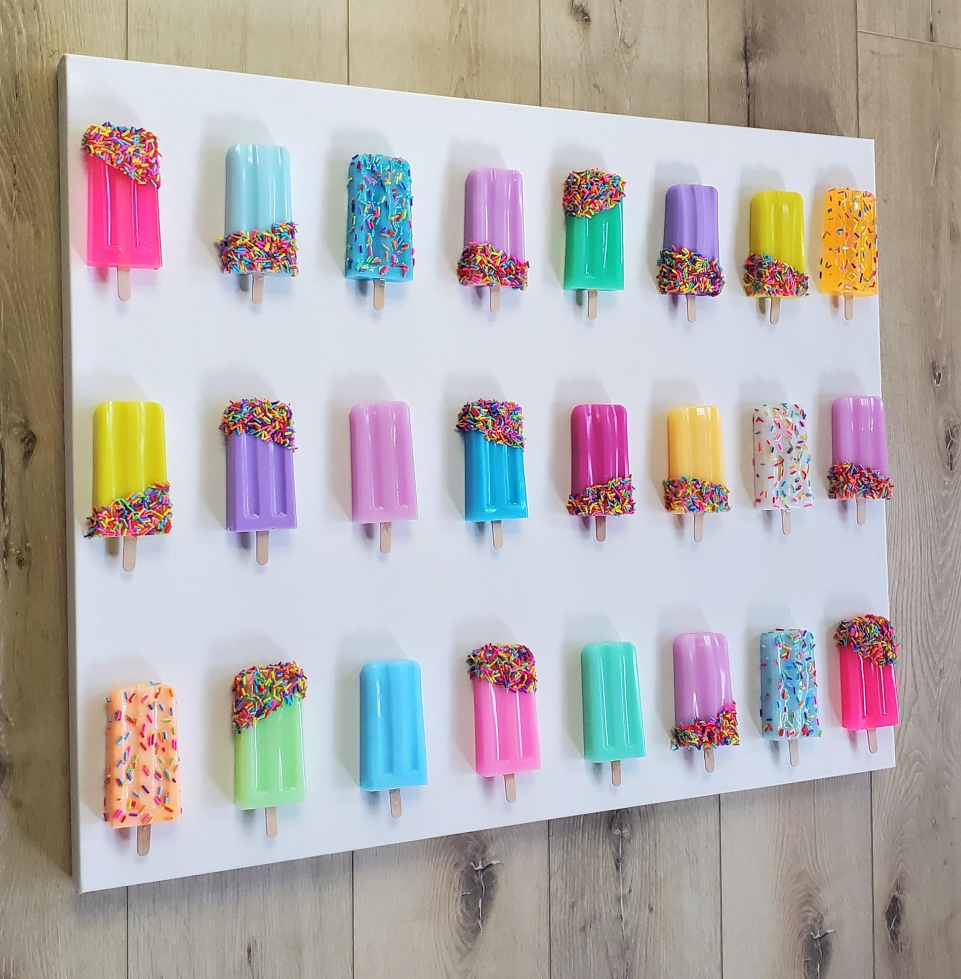 Colorful Pop Art Popsicle Wall Decor, Unique Resin Kitchen and Nursery Art