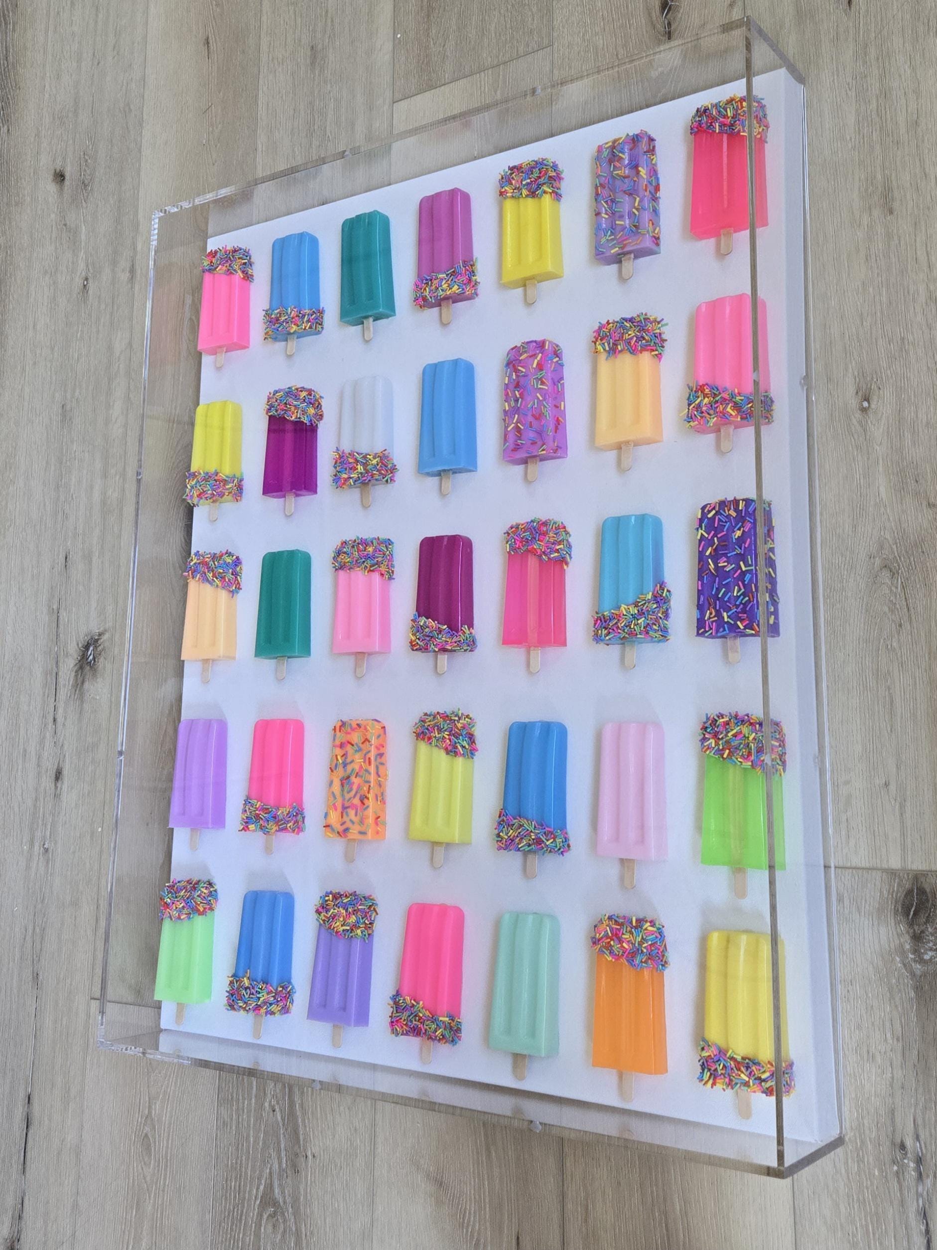 Statement Wall Art: Handmade 3D Ice Cream Bar Sculptures In A Shadow Box