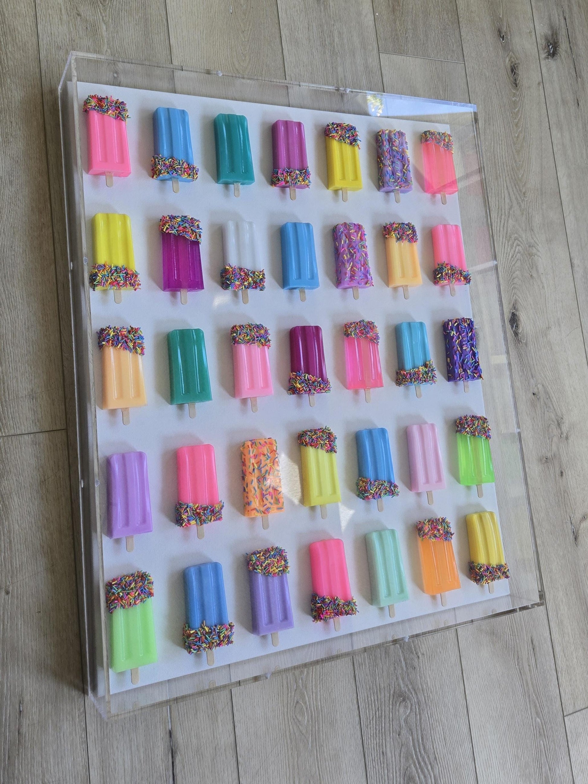 Resin Popsicle Pop Art Wall Decor: Handmade Shadow Box Acrylic