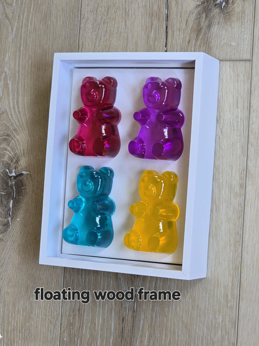 Gummy Resin Bear Sculptures, 1 Acrylic Frame, Kitchen Decor, Iconic Decor, Modern Nursery Wall Art, Game Room, Candy Decor, Gift For Any Occasion
