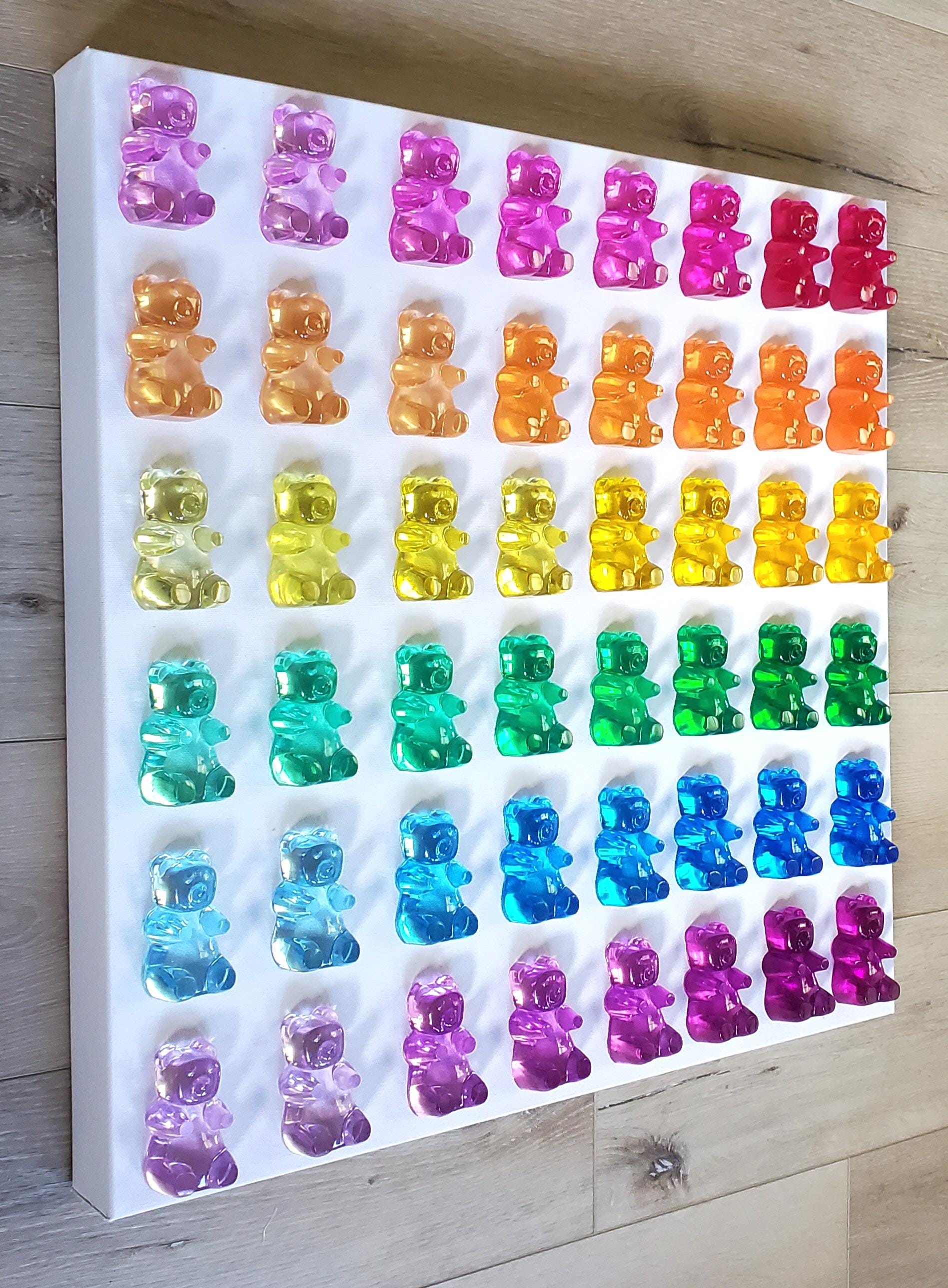 Canvas Wall Decor, Modern Pop Art,Rainbow 3D Gummy Bears, Kitchen Wall Art, Pop Art, Luxury Nursery decor, Candy Art, Retail, Gift.