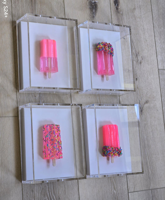 Pop Art, Visual 3D Art, Set of 9 Boxes,Customize Luxury Sculpture Wall Art, Popsicle, Bears, Donuts.