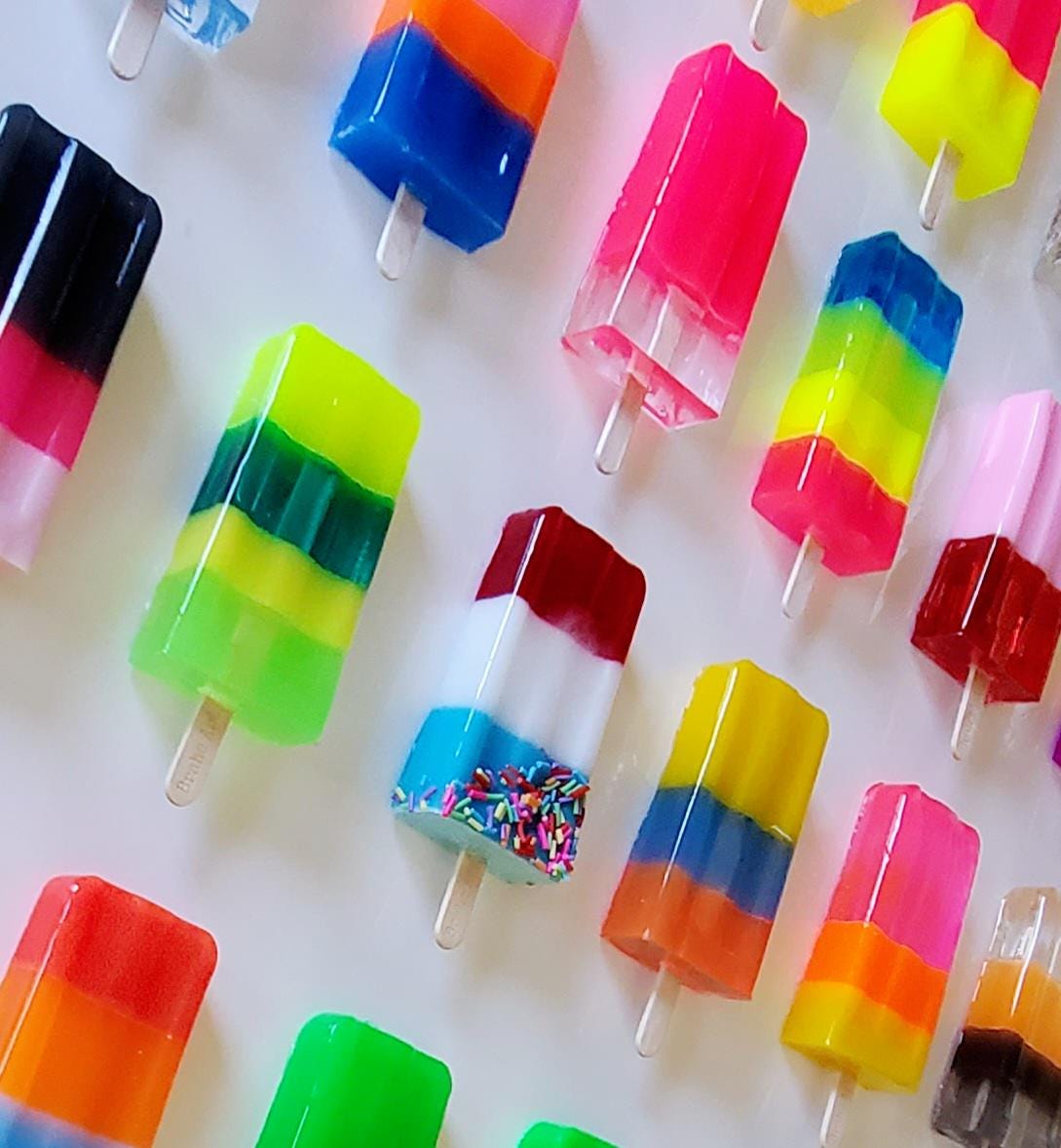 Custom Pop Art Ice Cream Bar Sculpture: 24-Color Acrylic Shadow Box Wall Hanging