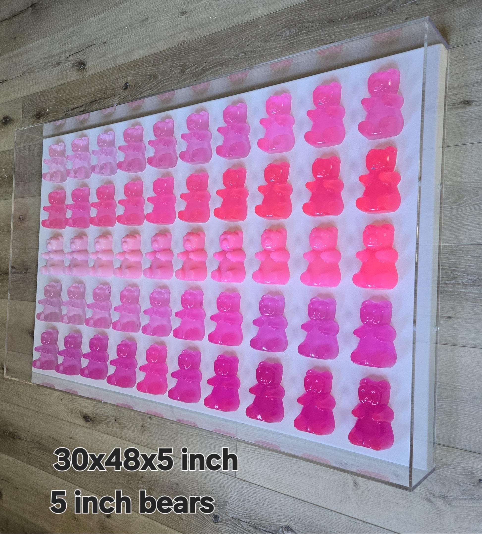 Candy Inspired Resin Bear Shadow Box Wall Art: Colorful Resin Candy, Kids Room Decor, Customizable