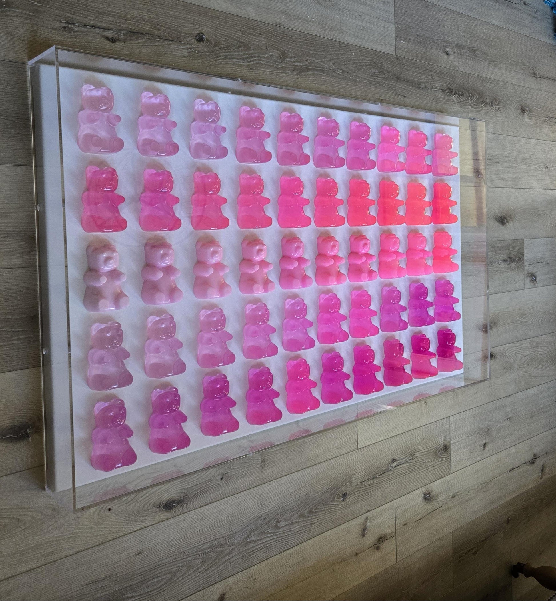 Candy Inspired Resin Bear Shadow Box Wall Art: Colorful Resin Candy, Kids Room Decor, Customizable