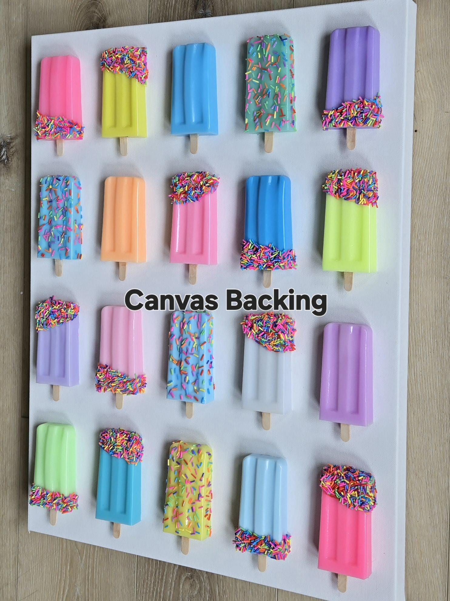 3D Resin Ice Pops Shadow Box Art: Rainbow Sprinkle Pop Art