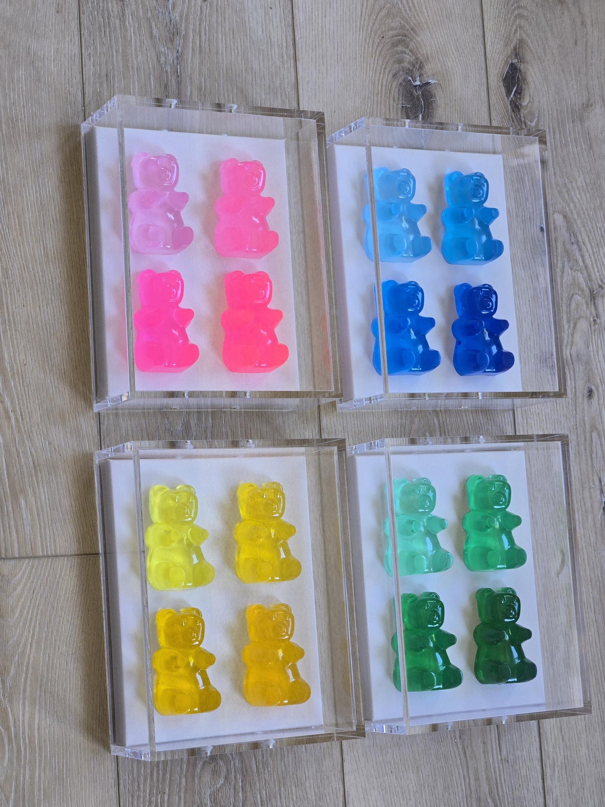Gummy Candy Bear Sculptures, 1 Acrylic Frame, Kitchen Decor, Iconic Decor, Modern Nursery Wall Art, Game Room, Decor, Gift For Any Occasion