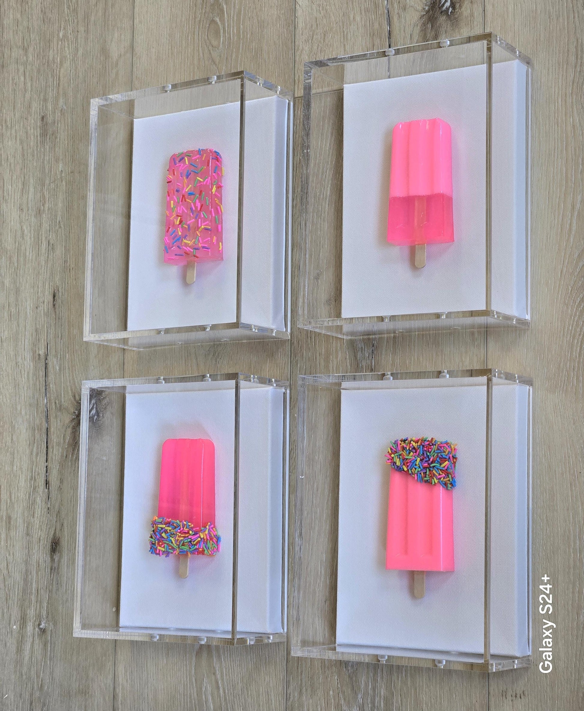 Retro Pop Art Ice Cream Pops Sculpture: Acrylic Shadow Box Wall Decor