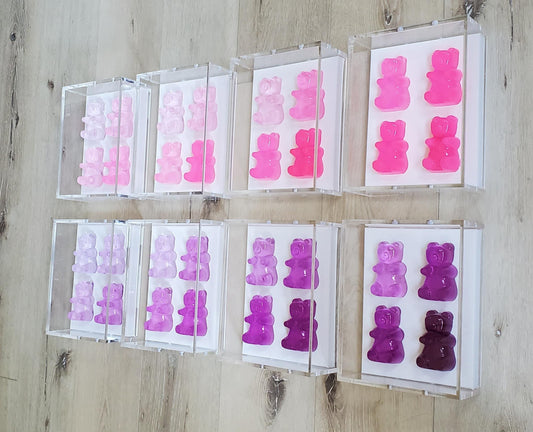 Gummy Bear Wall Art Shadow Box | Resin Candy Sculpture, Modern Nursery Decor, Playroom Art, Pop Art, Kitchen Wall Decor, Gift Idea