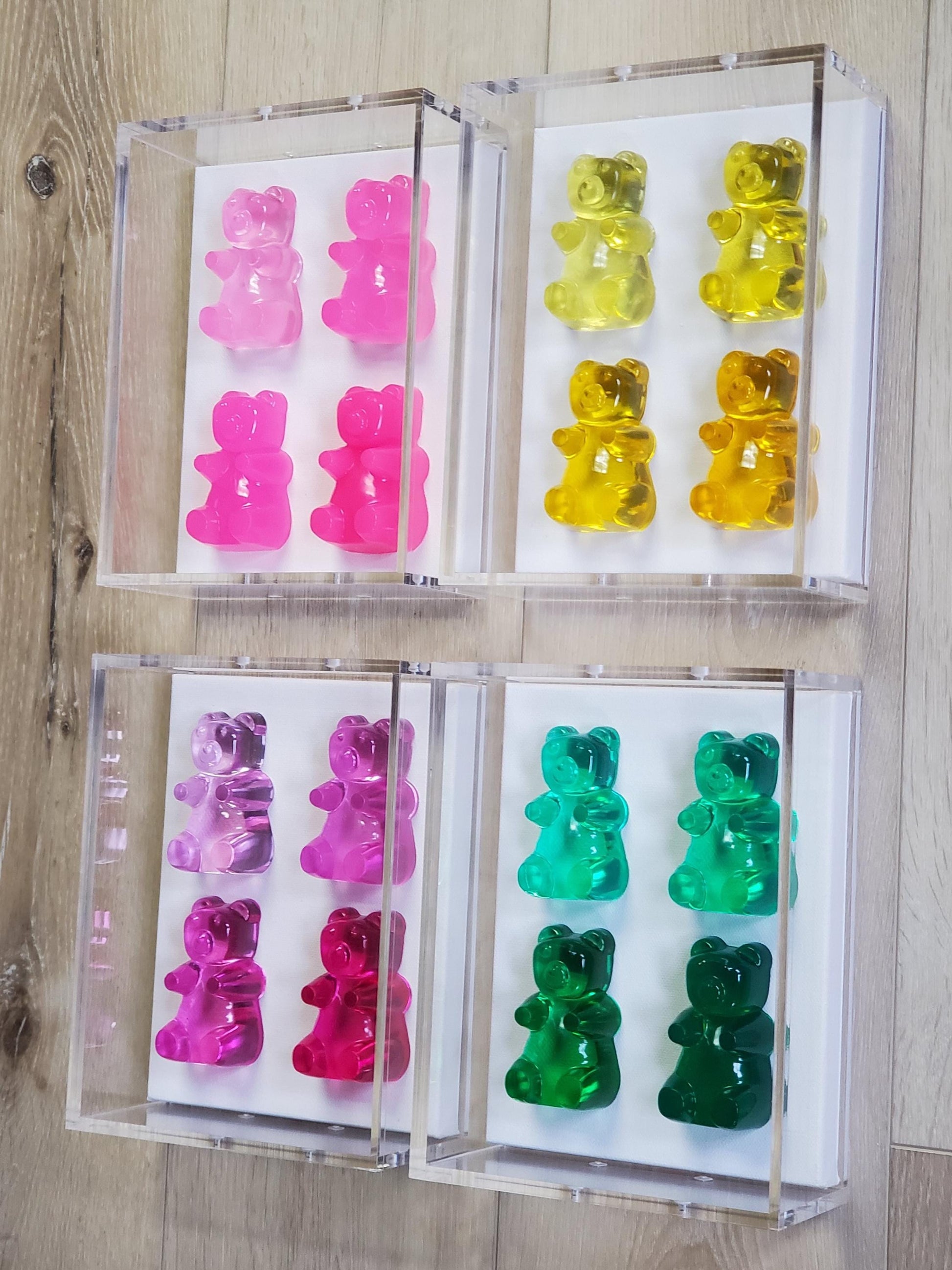 3D Resin Gummy Bear Shadow Box Art: Playful Nursery & Kids Wall Decor