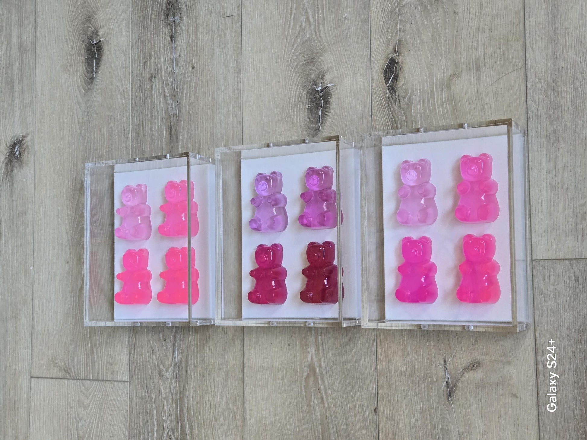 Resin Candy Bear Sculpture in Shadow Box: Playful Nursery & Kids Wall Decor