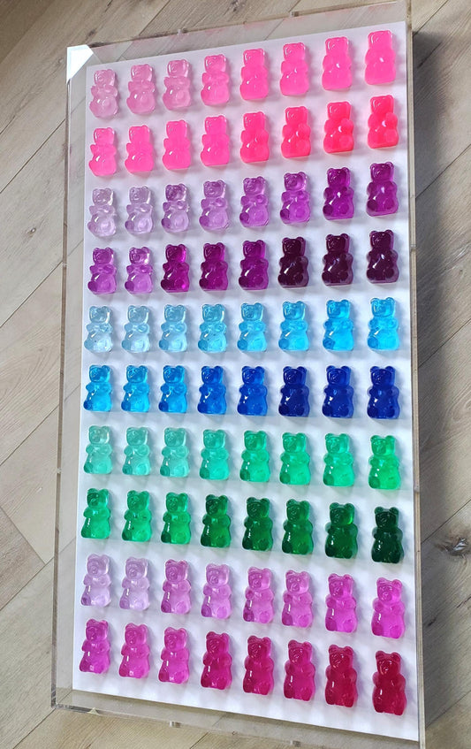 Giant Candy Resin Bear Framed Wall Decor: 3D Pop Art Shadow Box Customize Art