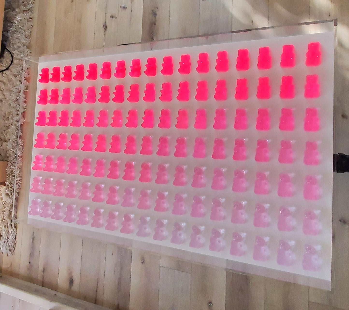 Candy Inspired Resin Bear Shadow Box Art: Modern Pop Sculpture