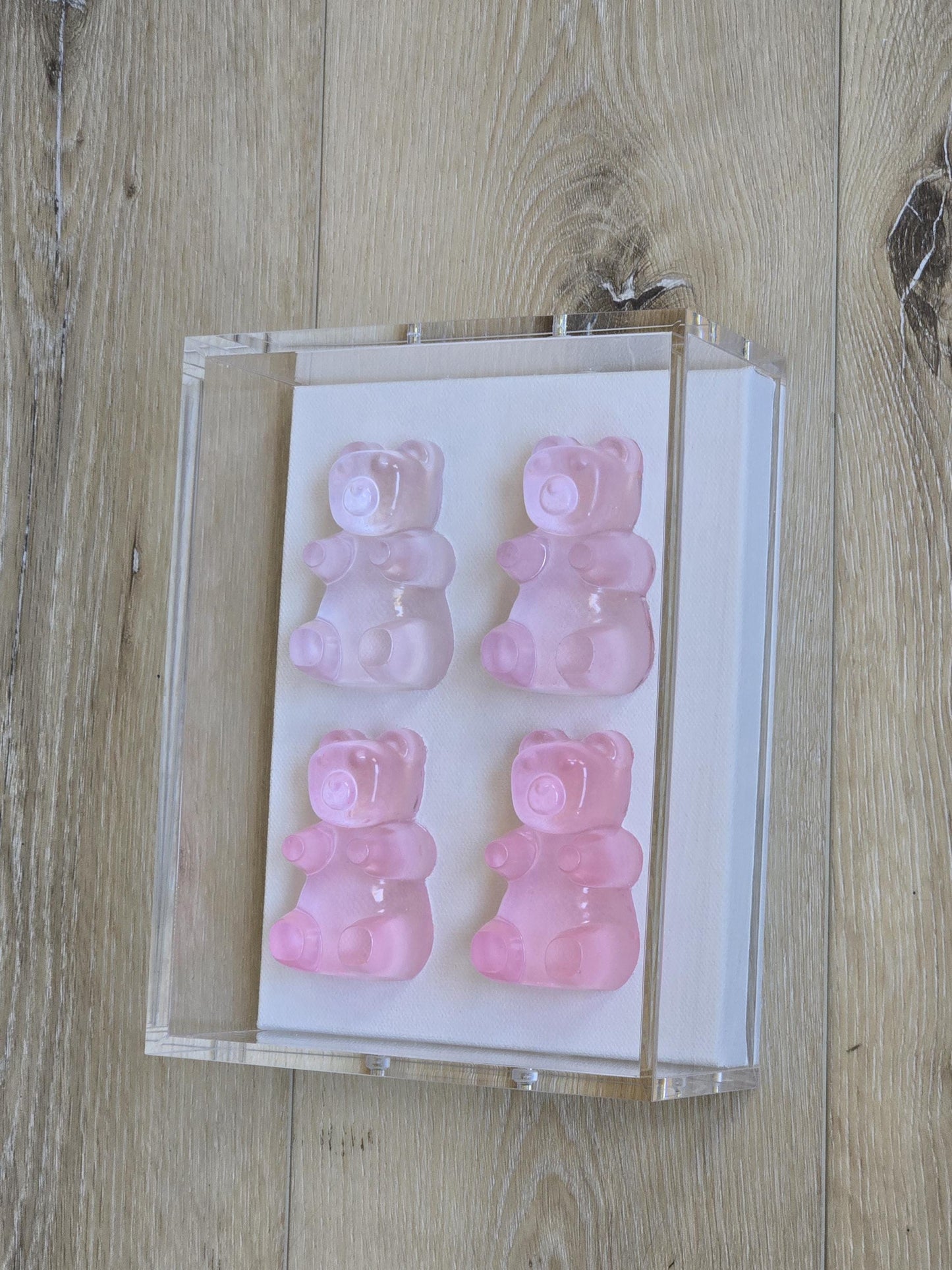 Framed Gummy Resin Bear Wall Hanging, Minimalist Wall Sculpture, Pop Culture Gift