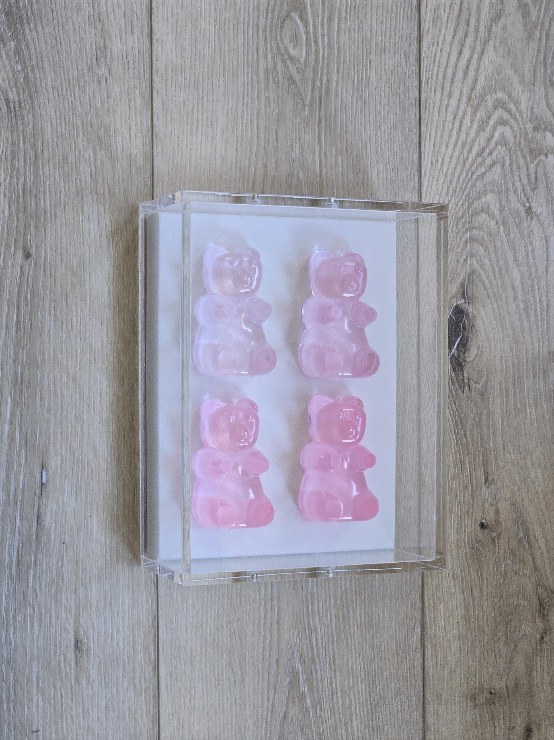 Framed Gummy Resin Bear Wall Hanging, Minimalist Wall Sculpture, Pop Culture Gift