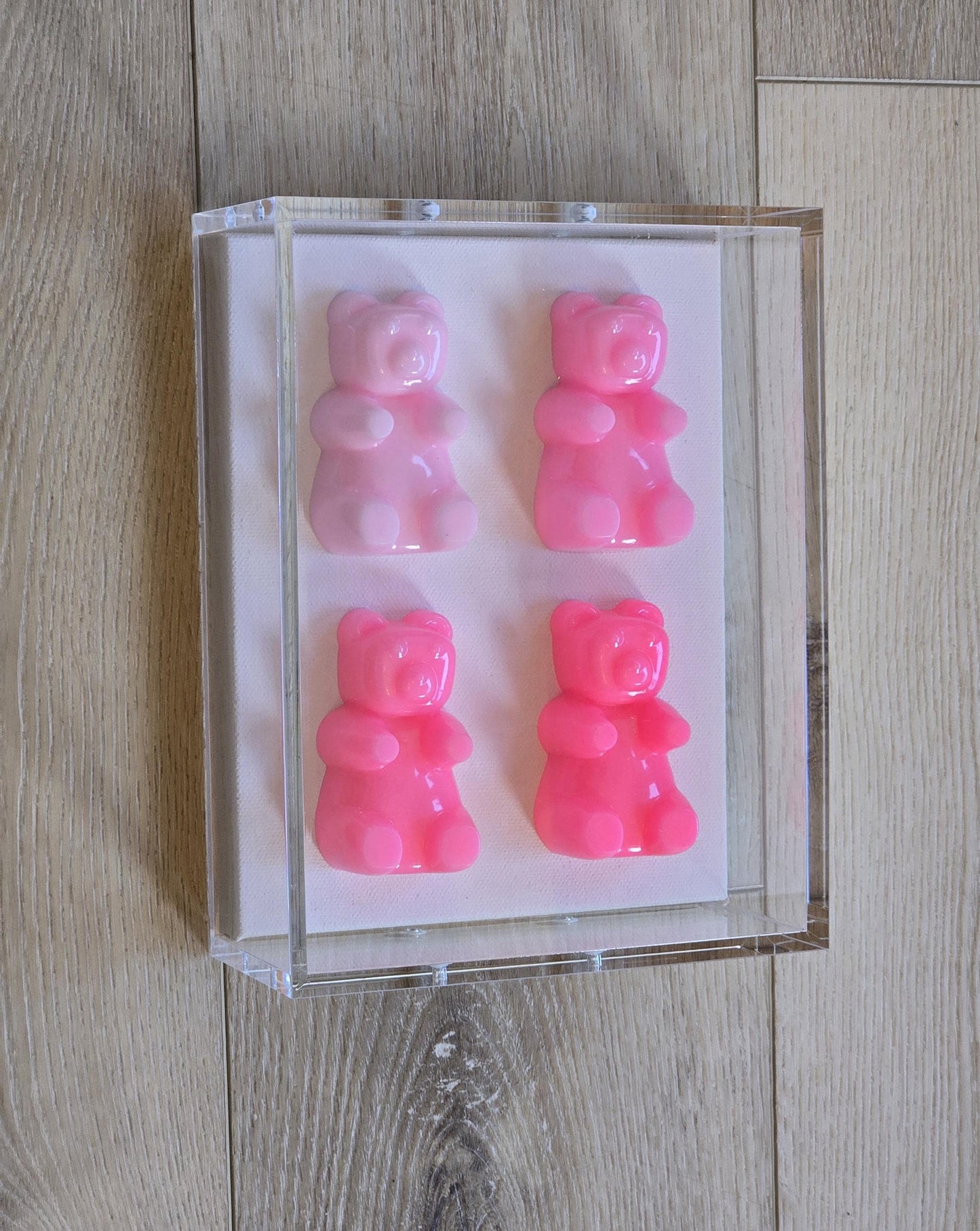 Framed Resin Candy Bear Wall Hanging, Modern Pop Art Sculpture, Home Decor Gift