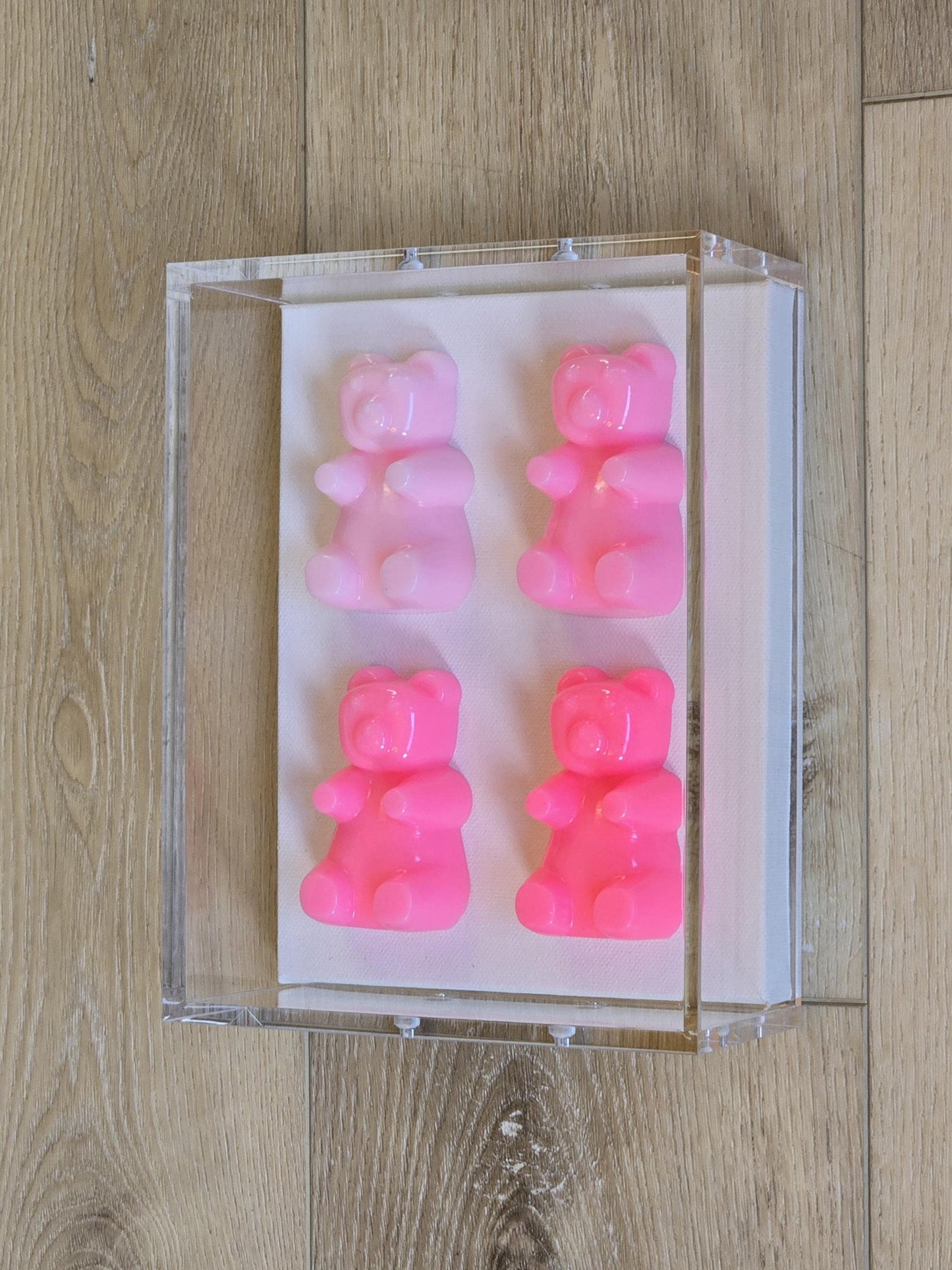 Framed Resin Candy Bear Wall Hanging, Modern Pop Art Sculpture, Home Decor Gift