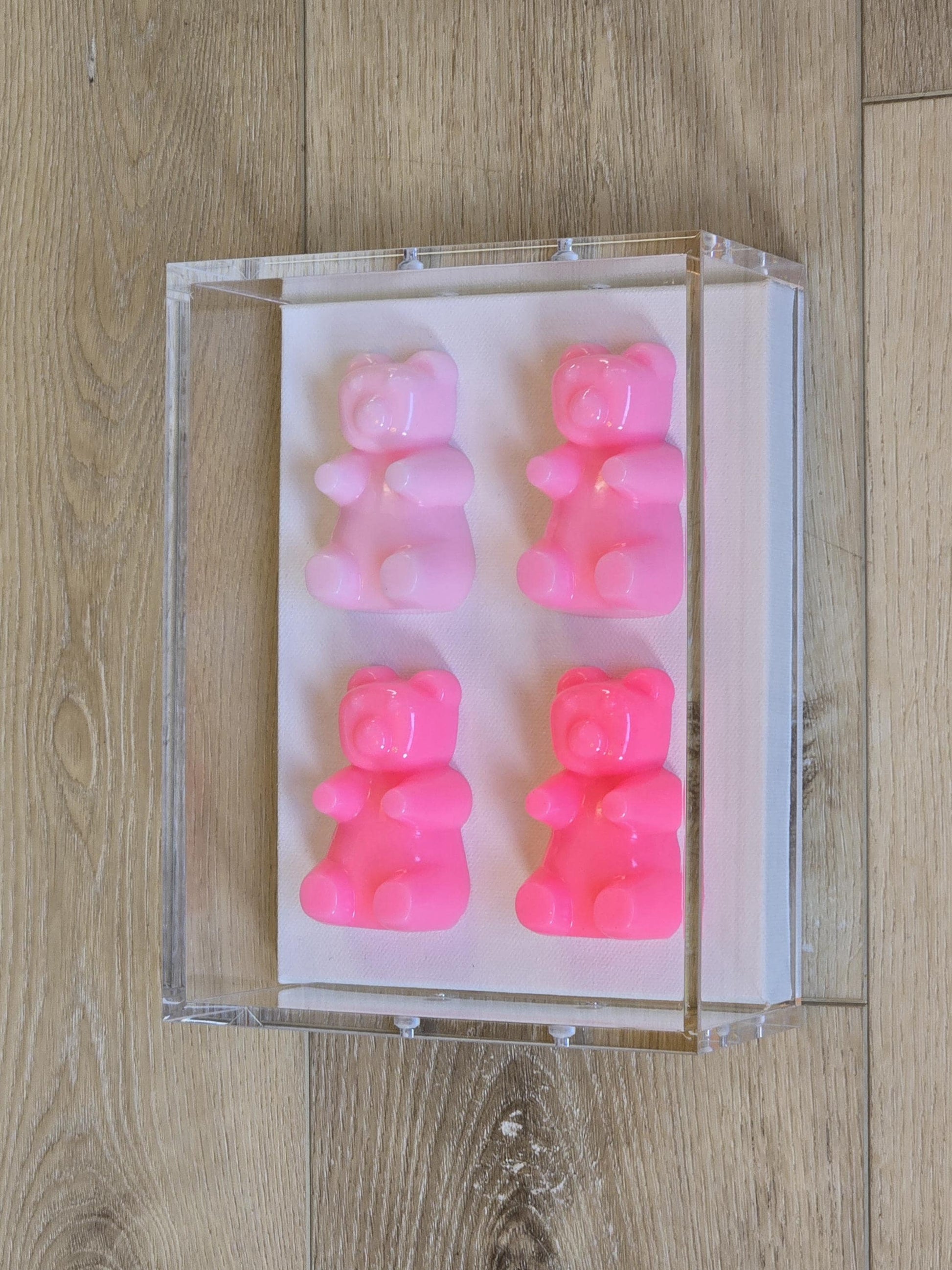 Framed Resin Candy Bear Wall Hanging, Modern Pop Art Sculpture, Home Decor Gift