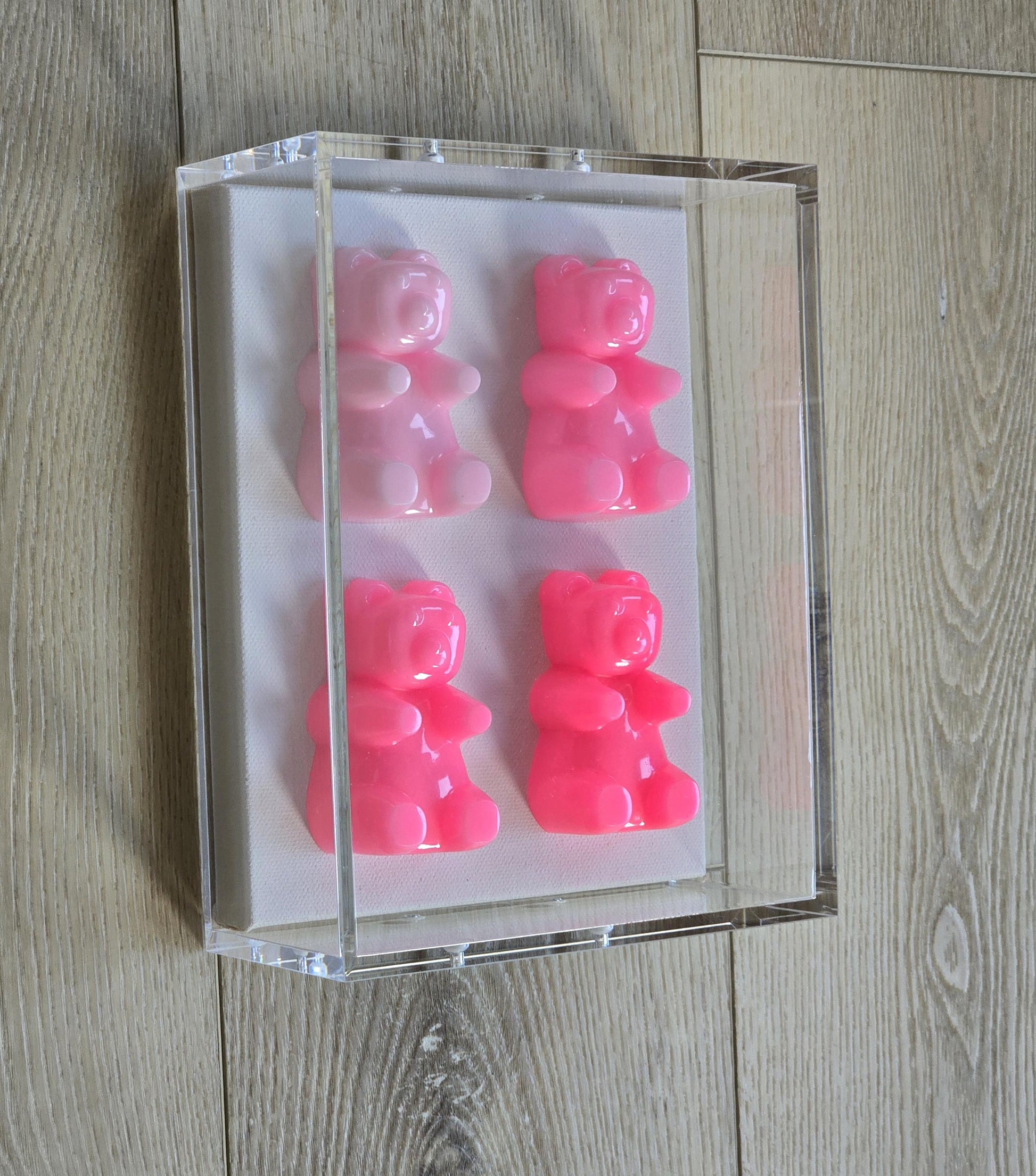 Framed Resin Candy Bear Wall Hanging, Modern Pop Art Sculpture, Home Decor Gift