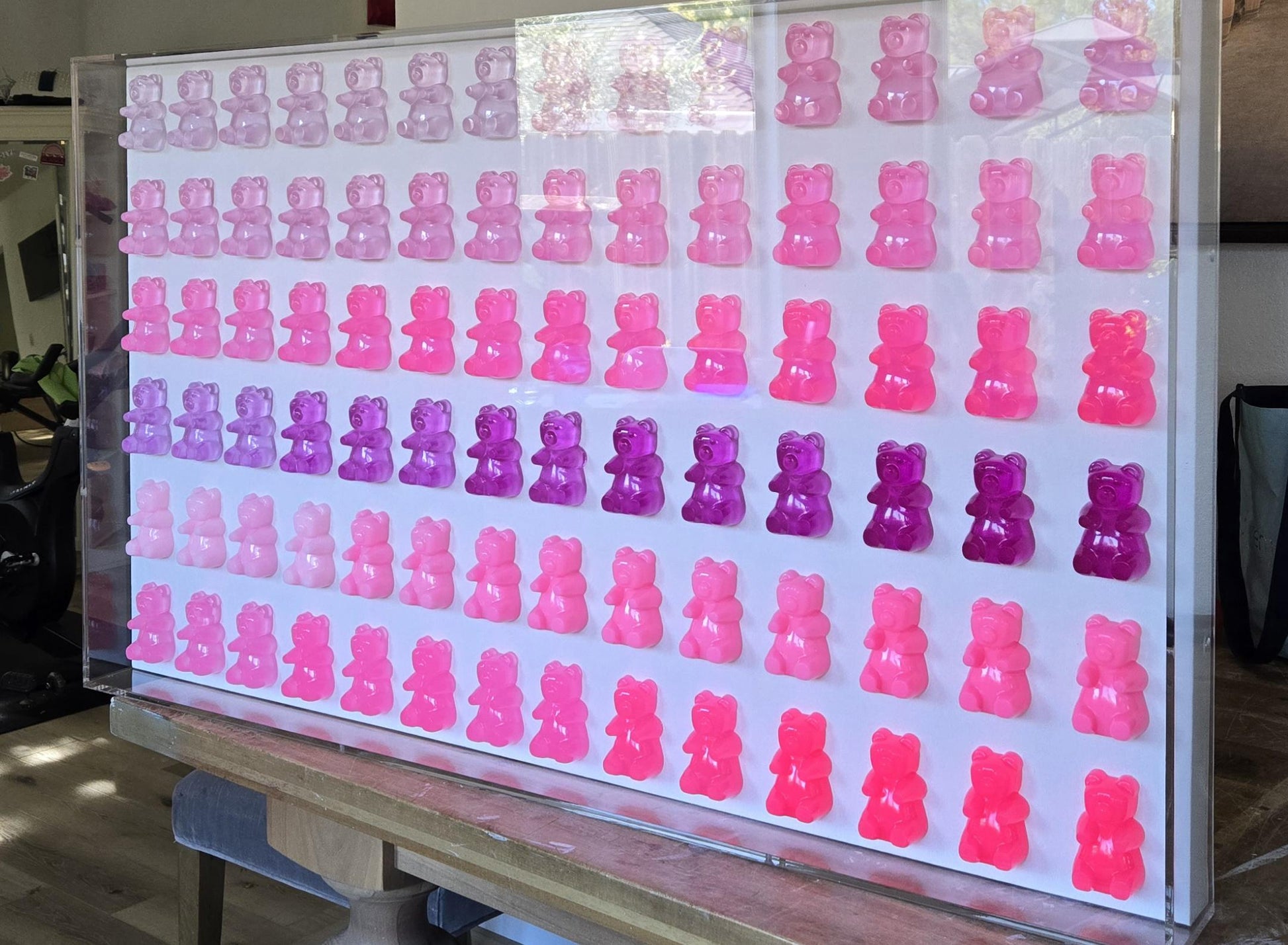 Candy-Inspired Resin Bear Shadow Box: 3D Pop Art Wall Decor