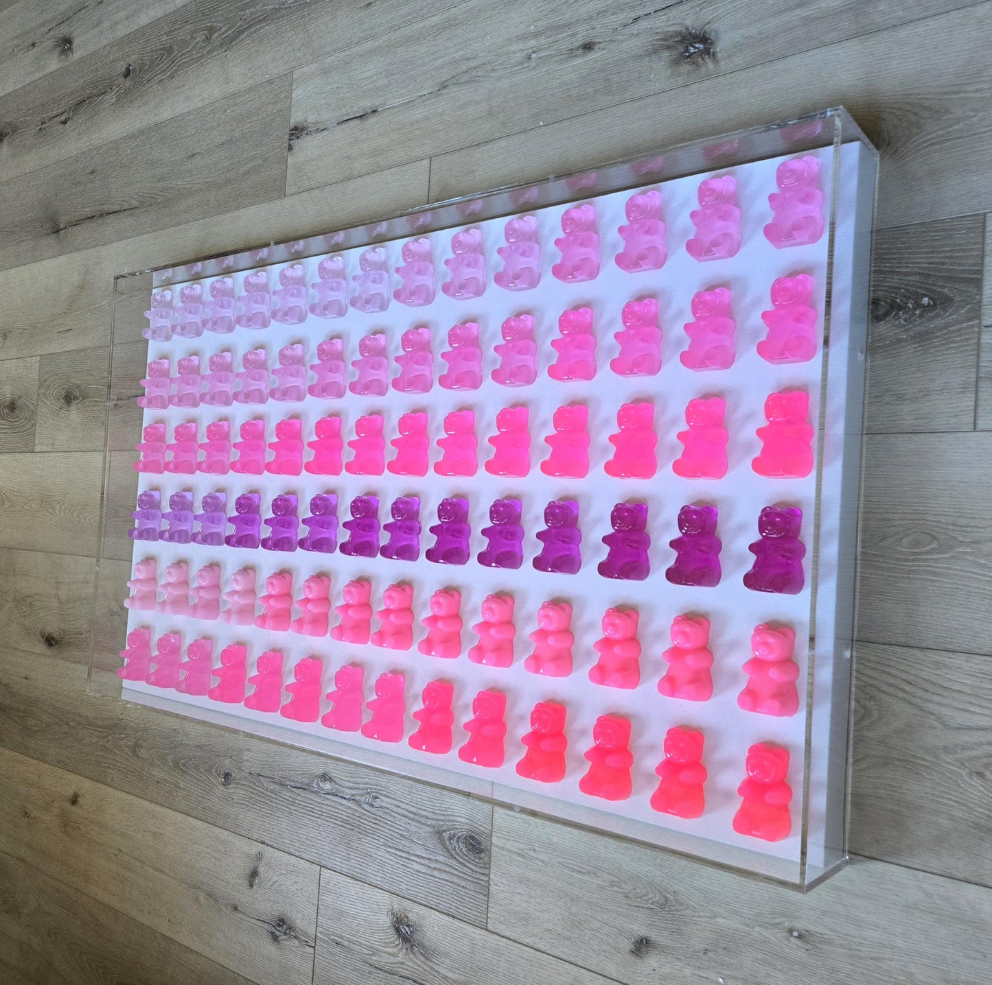 Candy-Inspired Resin Bear Shadow Box: 3D Pop Art Wall Decor