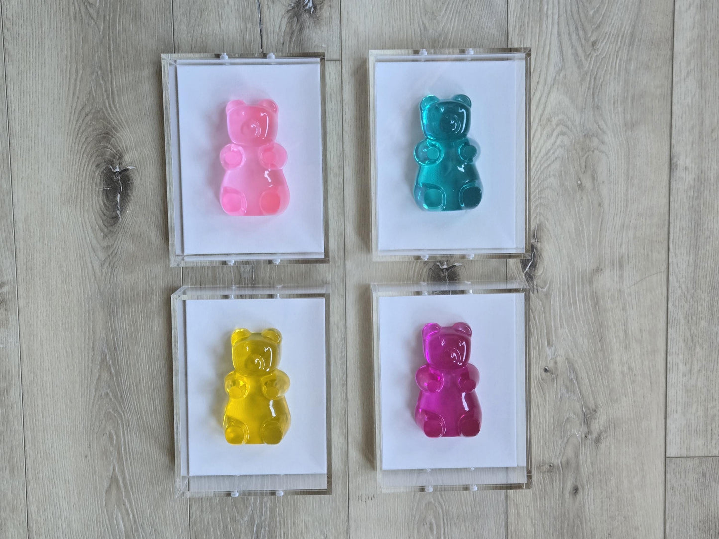 Candy Resin Gummy Bear Sculpture In Shadow Box: Handmade Pop Art Wall Decor