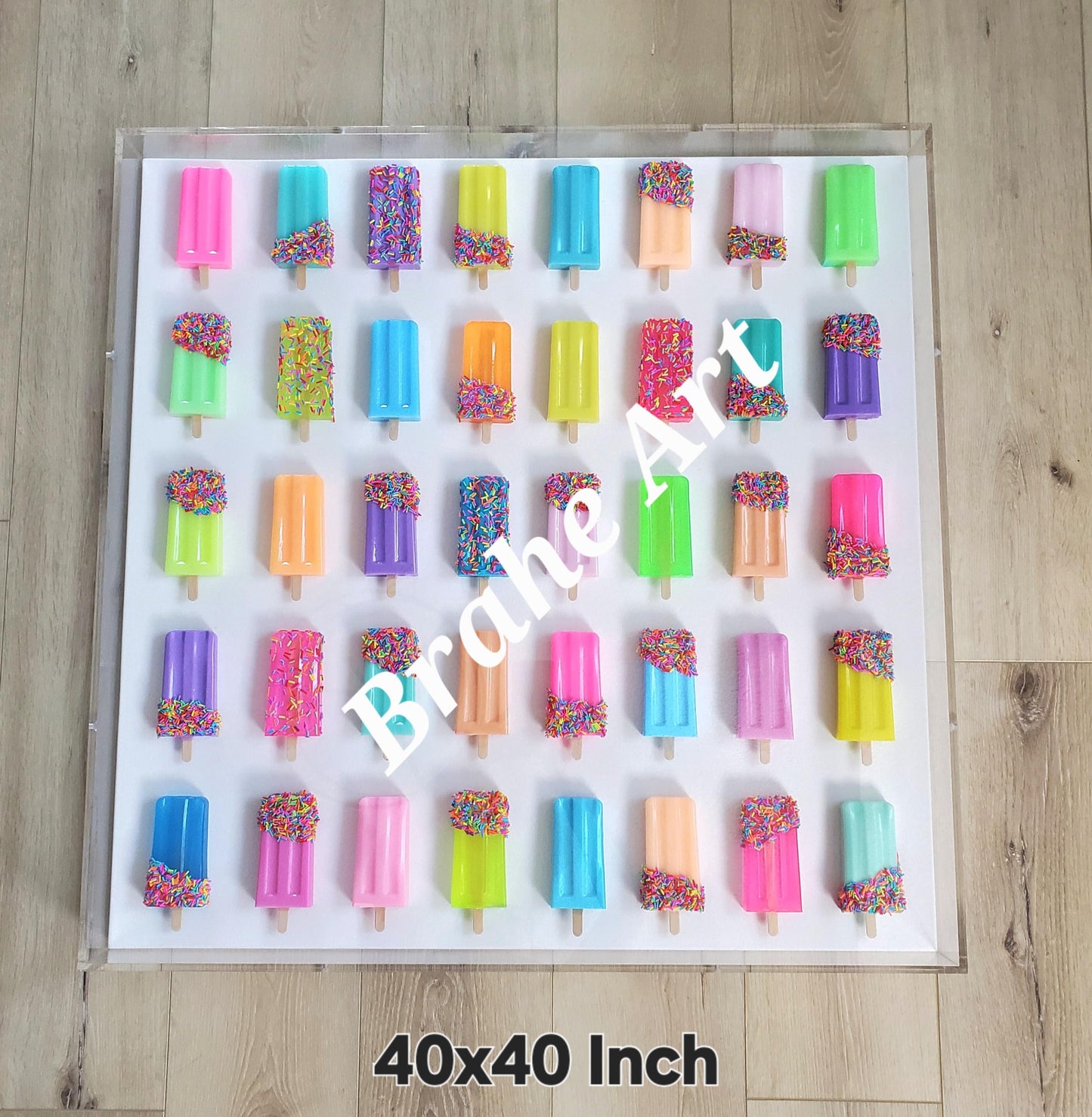 Rainbow Ice Pop Wall Sculpture: Pop Art Shadow Box Decor, Customizable Colors