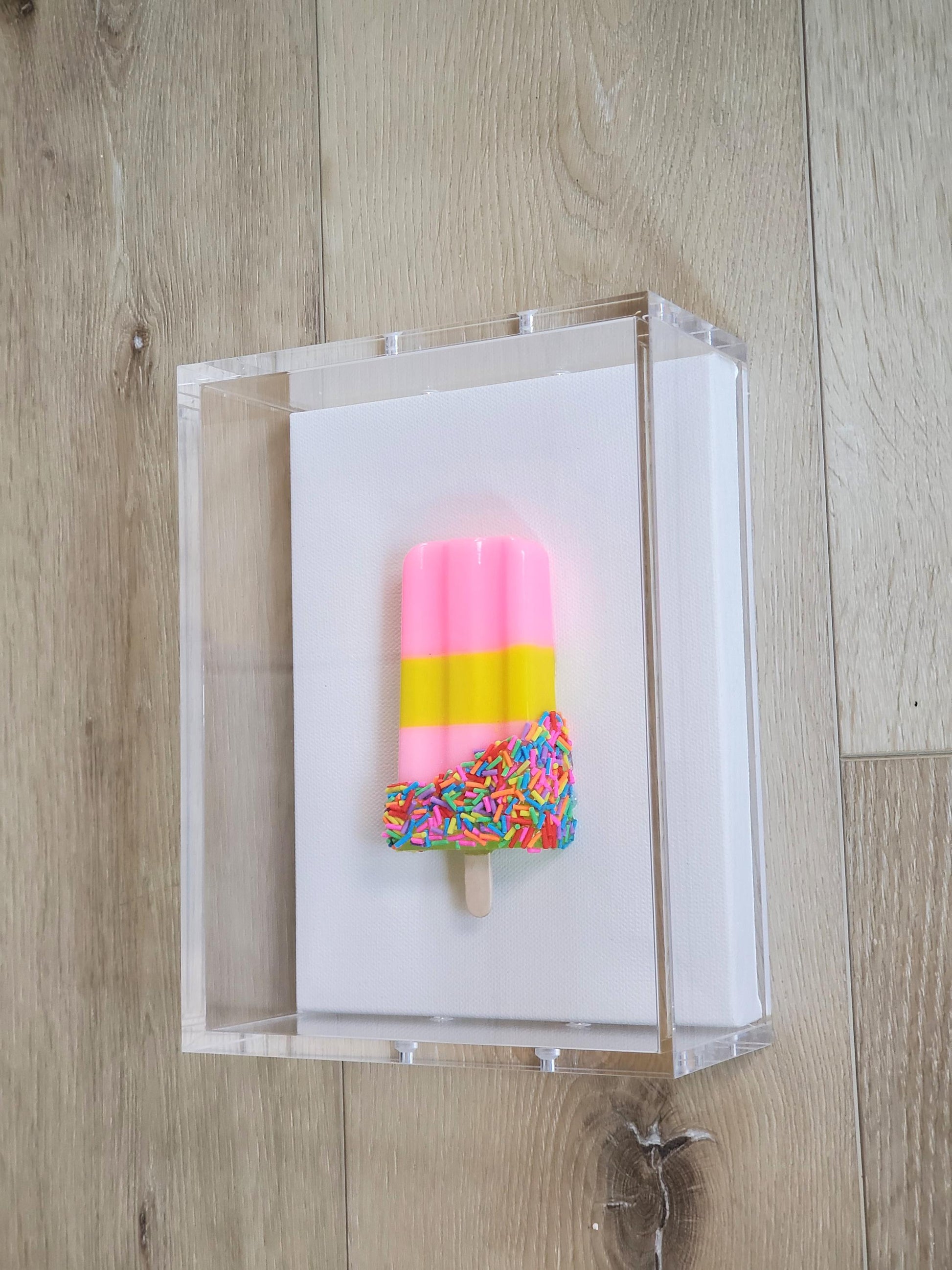 Candy Inspired Ice Pop Shadow Box Art: Handmade Resin Sculpture, Modern Wall Decor