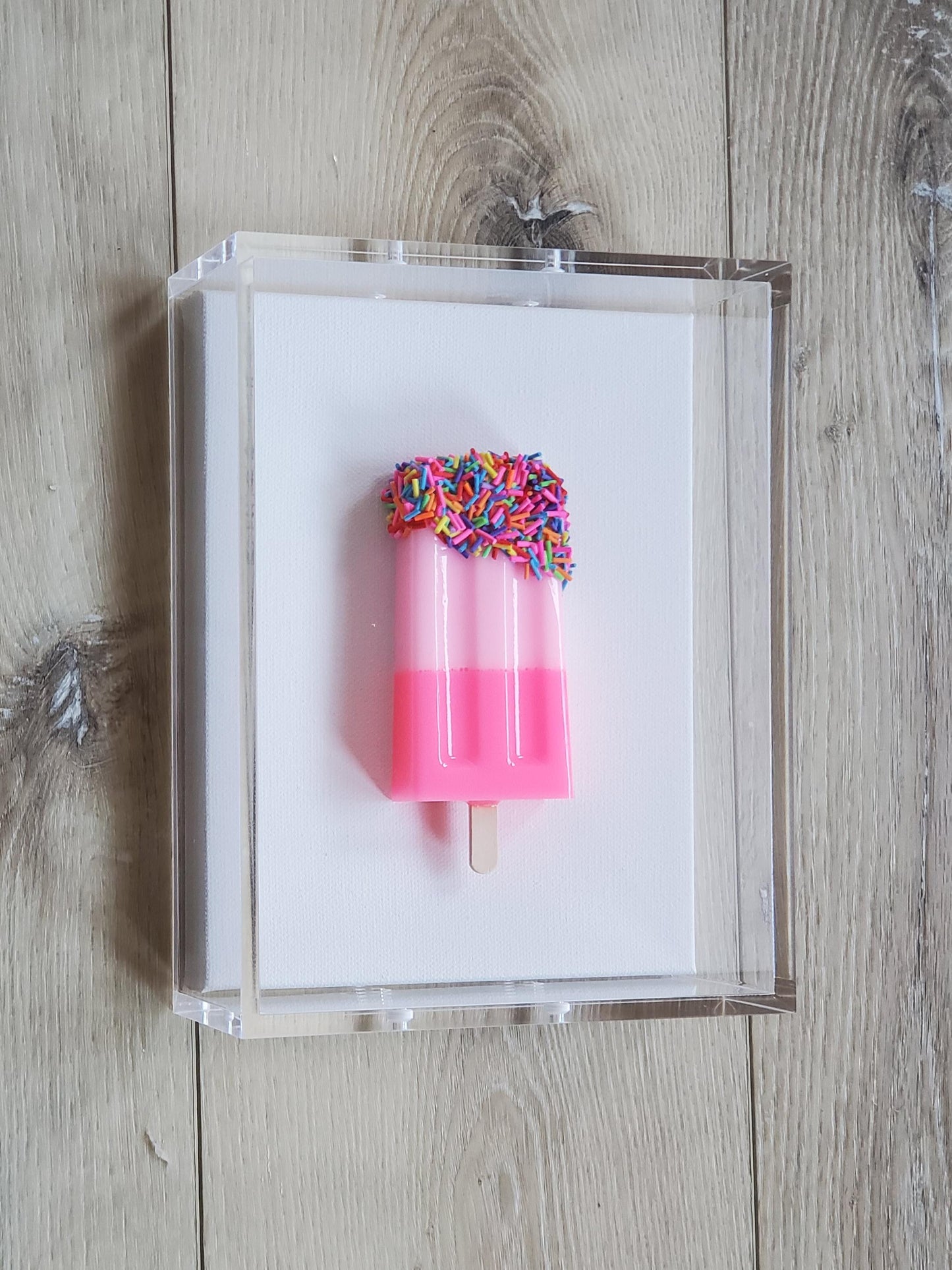 Candy Inspired Ice Pop Shadow Box Art: Handmade Resin Sculpture, Modern Wall Decor