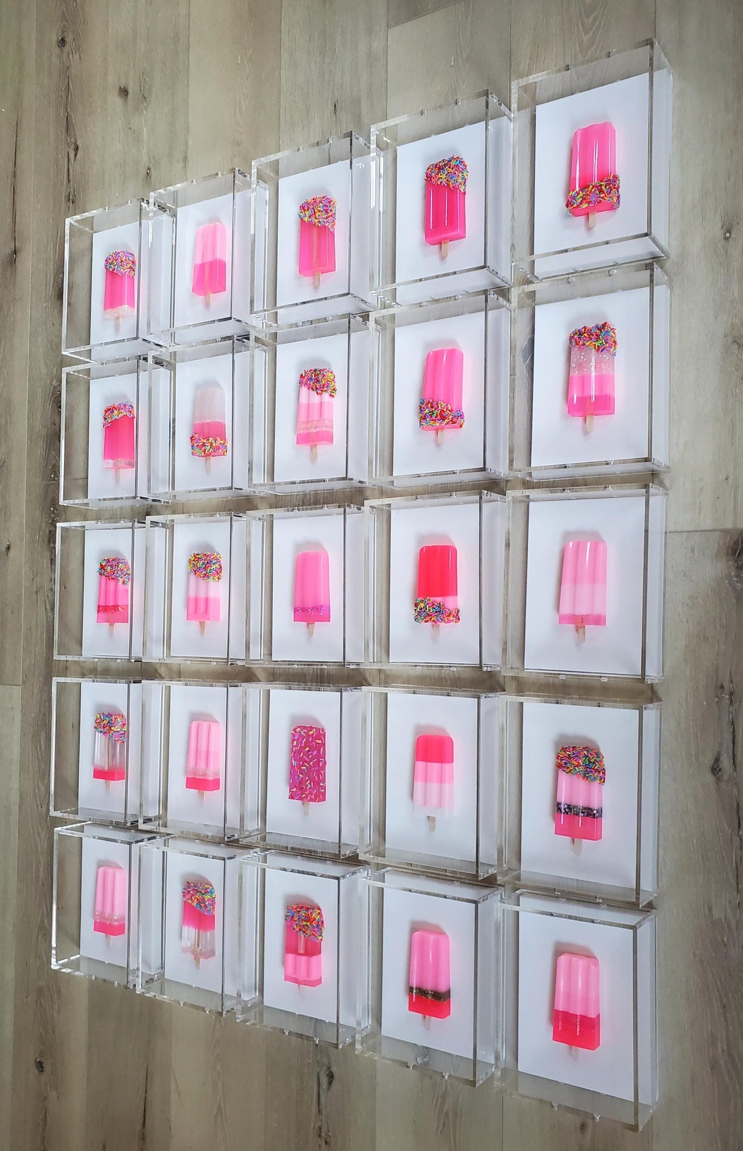 Candy Inspired Ice Pop Shadow Box Art: Handmade Resin Sculpture, Modern Wall Decor